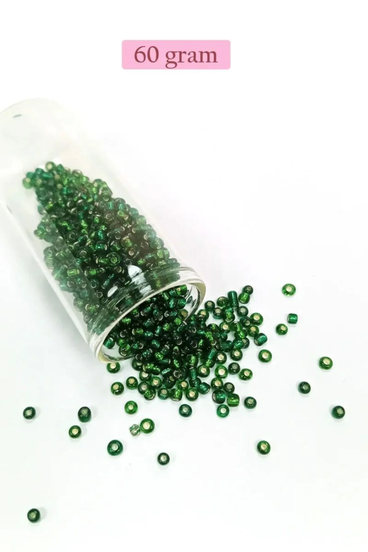 Dökme Cam Kum Boncuk (8/0) 3 mm - 60 Gram - Şeffaf Asker Yeşili - BNC218 - Just Cheap Store Görsel 3