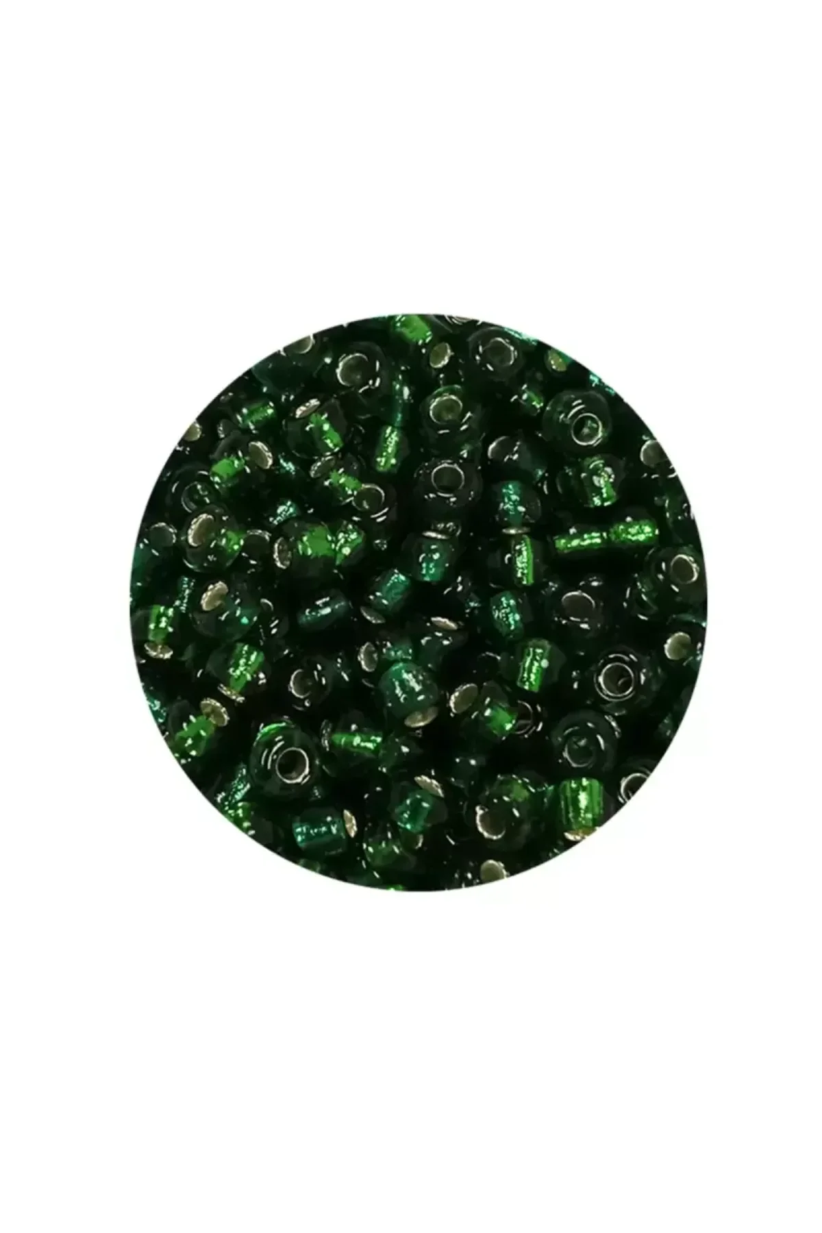 Dökme Cam Kum Boncuk (8/0) 3 mm - 60 Gram - Şeffaf Asker Yeşili - BNC218 - Just Cheap Store Görsel 2