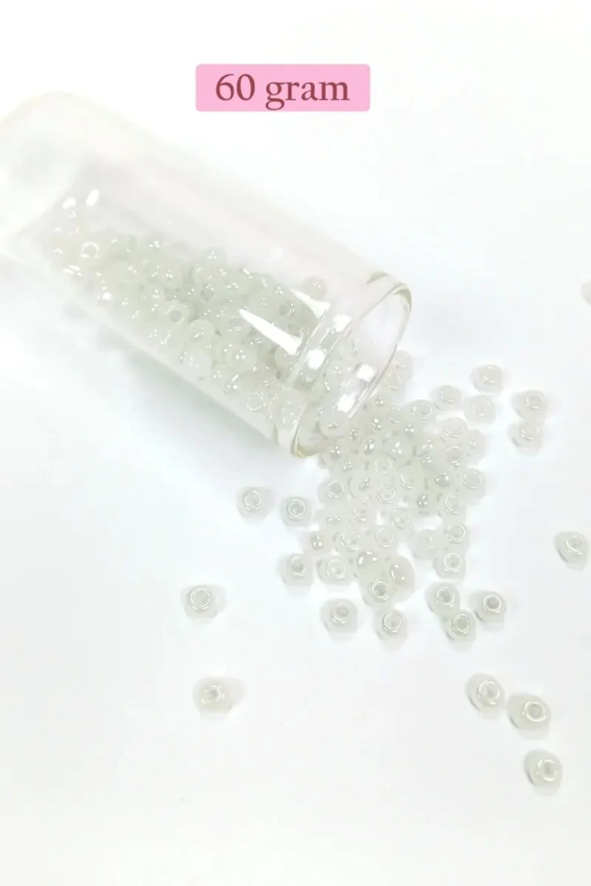 Dökme Cam Kum Boncuk Büyük Boy (6/0) 4 mm - 60 Gram - İnci Beyaz - BNC117 - Just Cheap Store Görsel 3