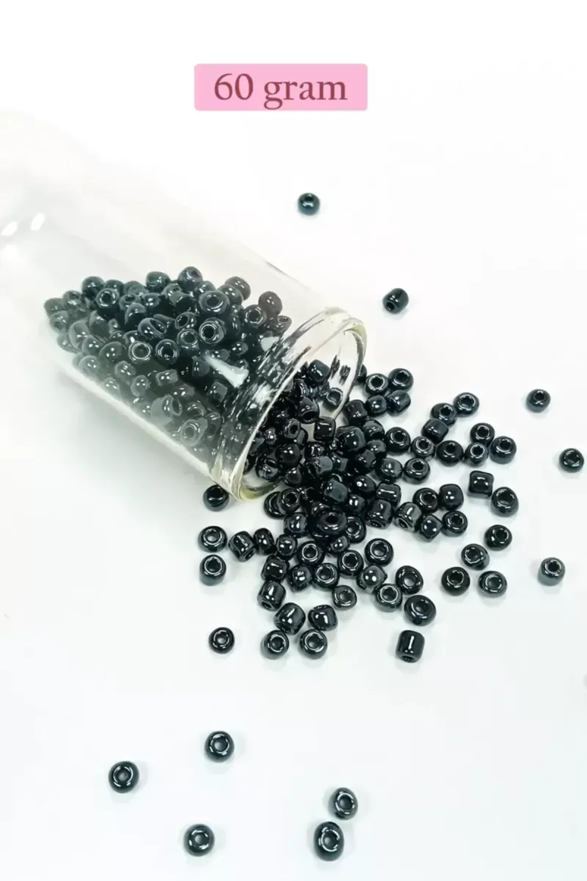 Dökme Cam Kum Boncuk Büyük Boy (6/0) 4 mm - 60 Gram - Siyah - BNC120