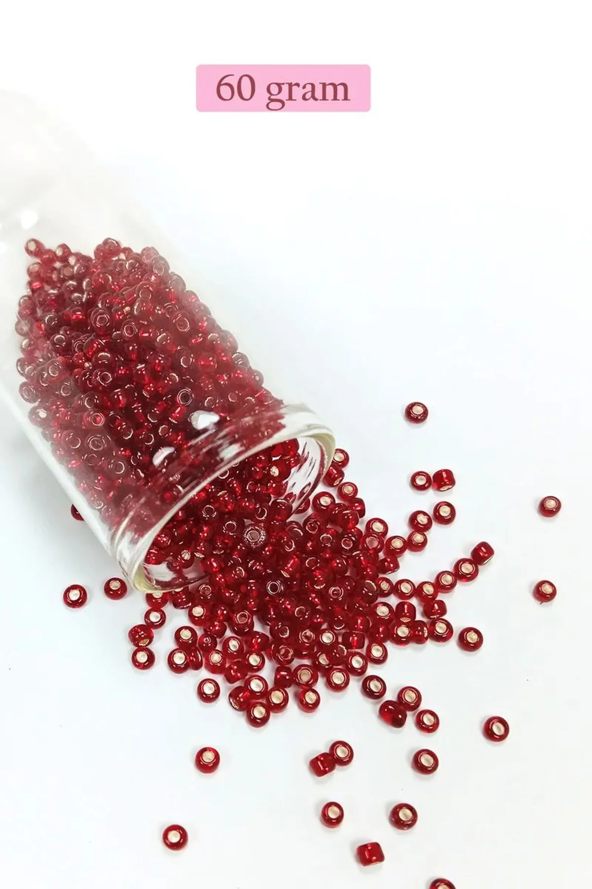 Dökme Cam Kum Boncuk (8/0) 3 mm - 60 Gram - Koyu Kırmızı - BNC224 - Just Cheap Store Görsel 3
