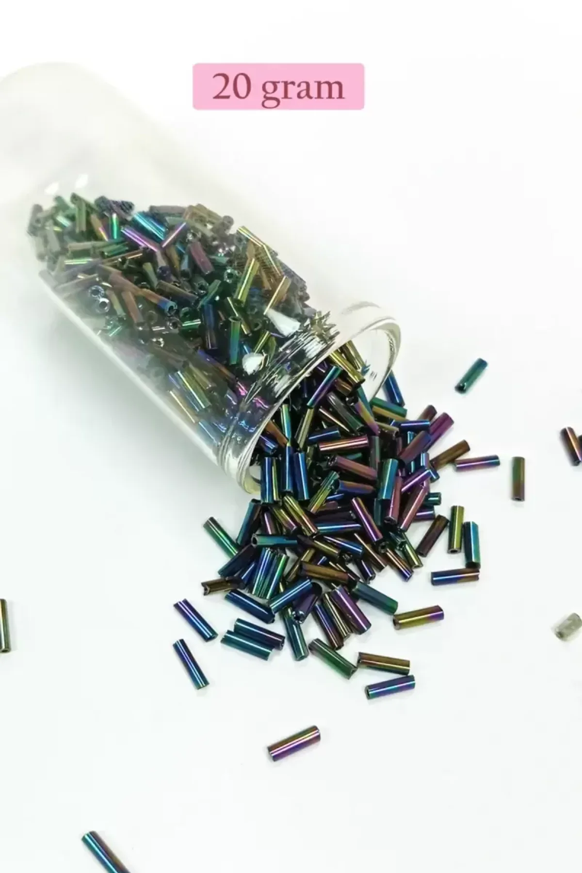 Uzun Boru Kesme Boncuk Çap 2mm Uzunluk 10 mm - 20 Gram - Mavi Yeşil - BNC230