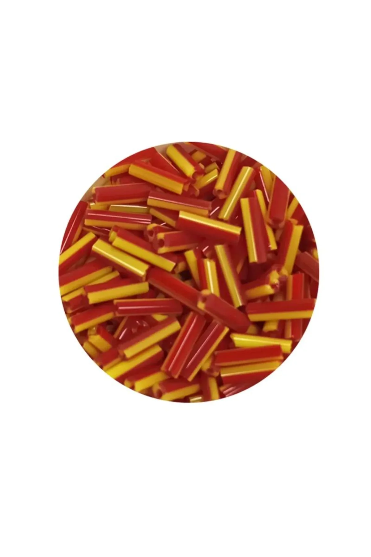 Uzun Boru Kesme Boncuk Çap 2mm Uzunluk 10 mm - 20 Gram - Sarı Kırmızı - BNC235 - Just Cheap Store Görsel 4