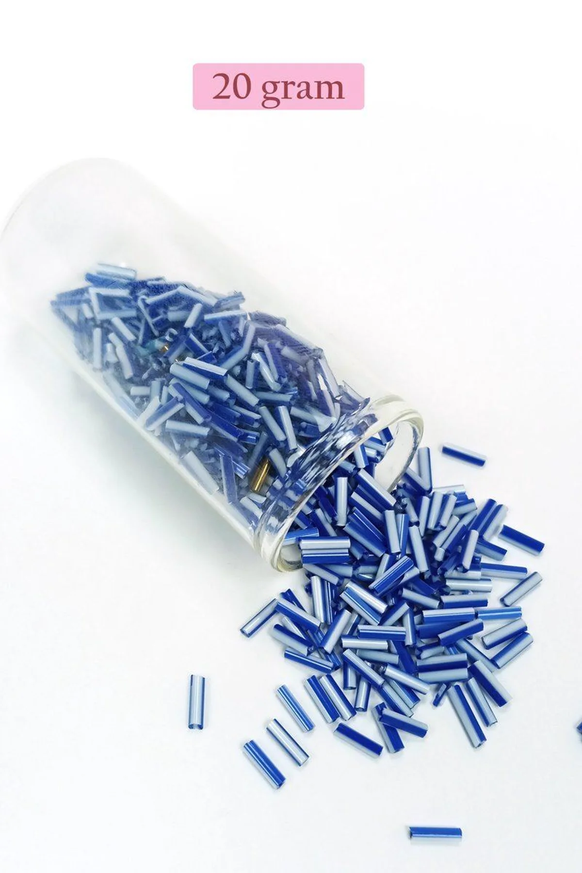 Uzun Boru Kesme Boncuk Çap 2mm Uzunluk 10 mm - 20 Gram - Mavi Beyaz - BNC236 - Just Cheap Store Görsel 5