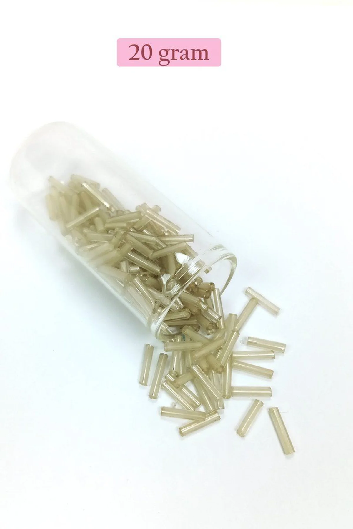 Uzun Boru Kesme Boncuk Çap 2mm Uzunluk 10 mm - 20 Gram - Şeffaf Bej - BNC237 - Just Cheap Store Görsel 5