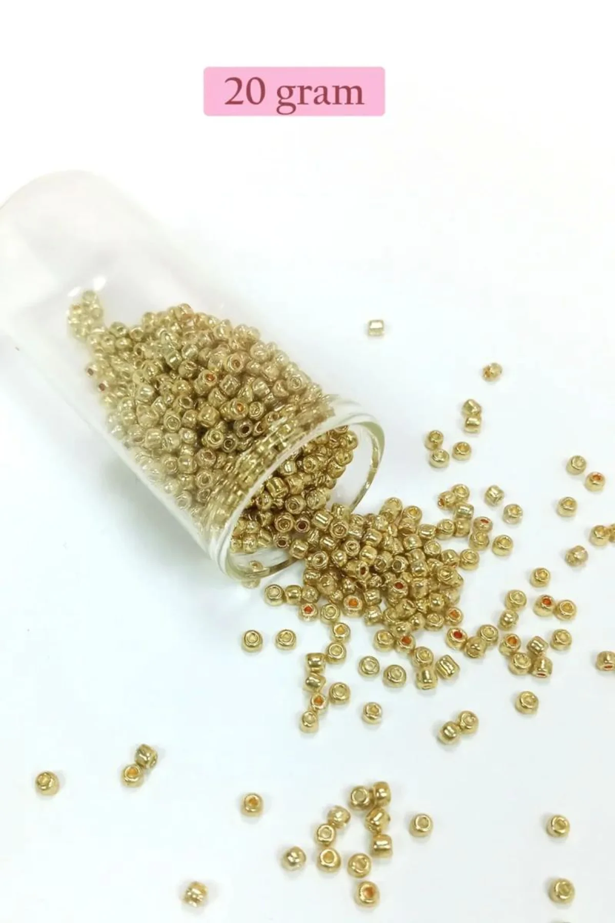 Dökme Cam Kum Boncuk (8/0) 3 mm - 20 Gram - Altın Rengi - BNC144 - Just Cheap Store Görsel 3