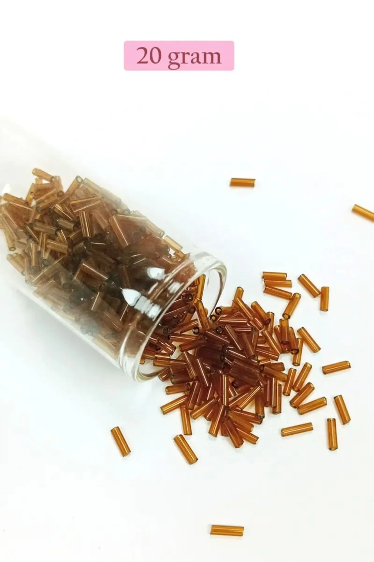 Uzun Boru Kesme Boncuk Çap 2mm Uzunluk 10 mm - 20 Gram - Şeffaf Kahverengi - BNC246 - Just Cheap Store Görsel 3