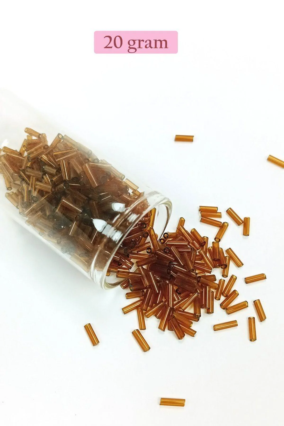 Uzun Boru Kesme Boncuk Çap 2mm Uzunluk 10 mm - 20 Gram - Şeffaf Kahverengi - BNC246 - Just Cheap Store Görsel 5