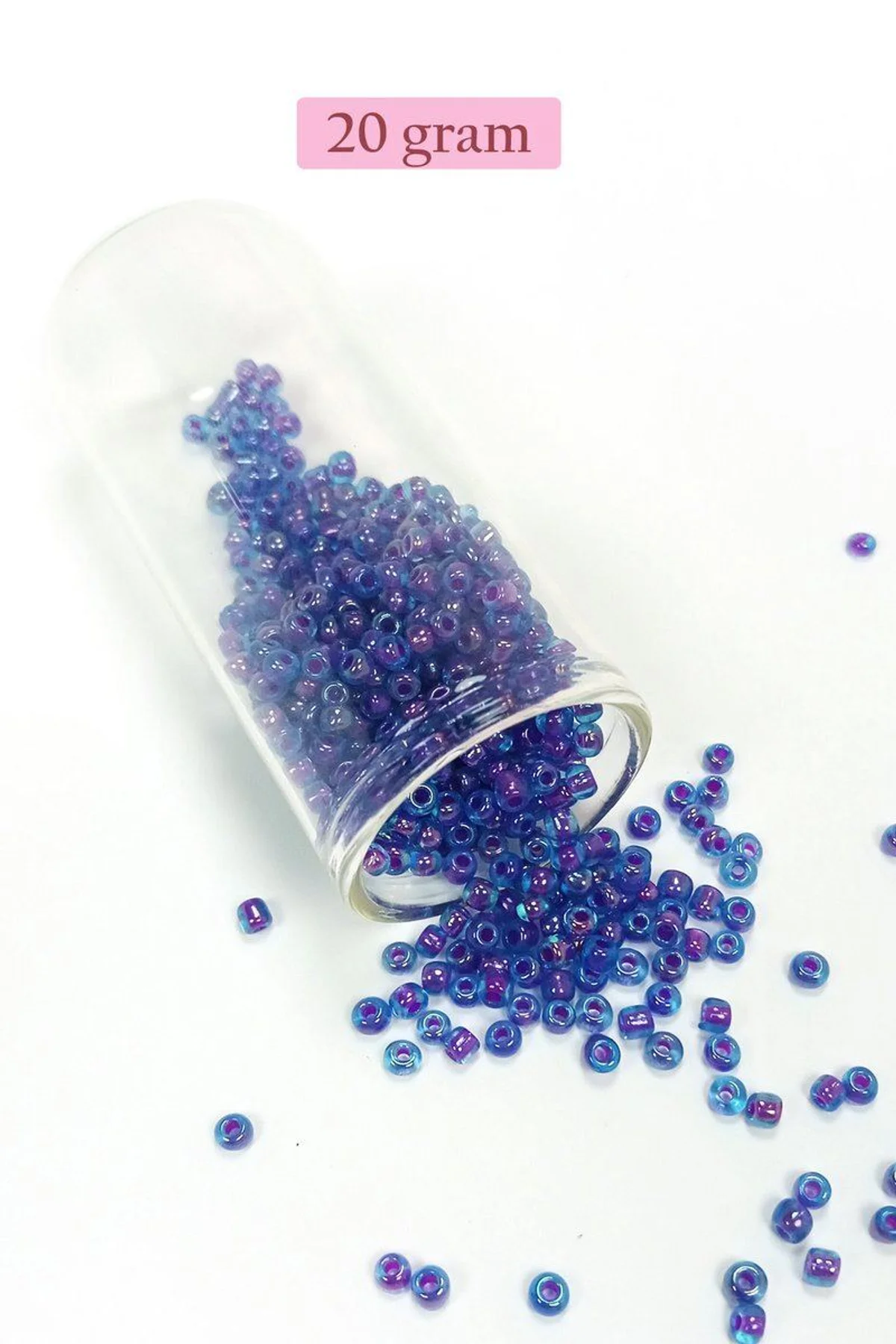 Dökme Cam Kum Boncuk (8/0) 3 mm - 20 Gram - Şeffaf Mavi - BNC149 - Just Cheap Store Görsel 5