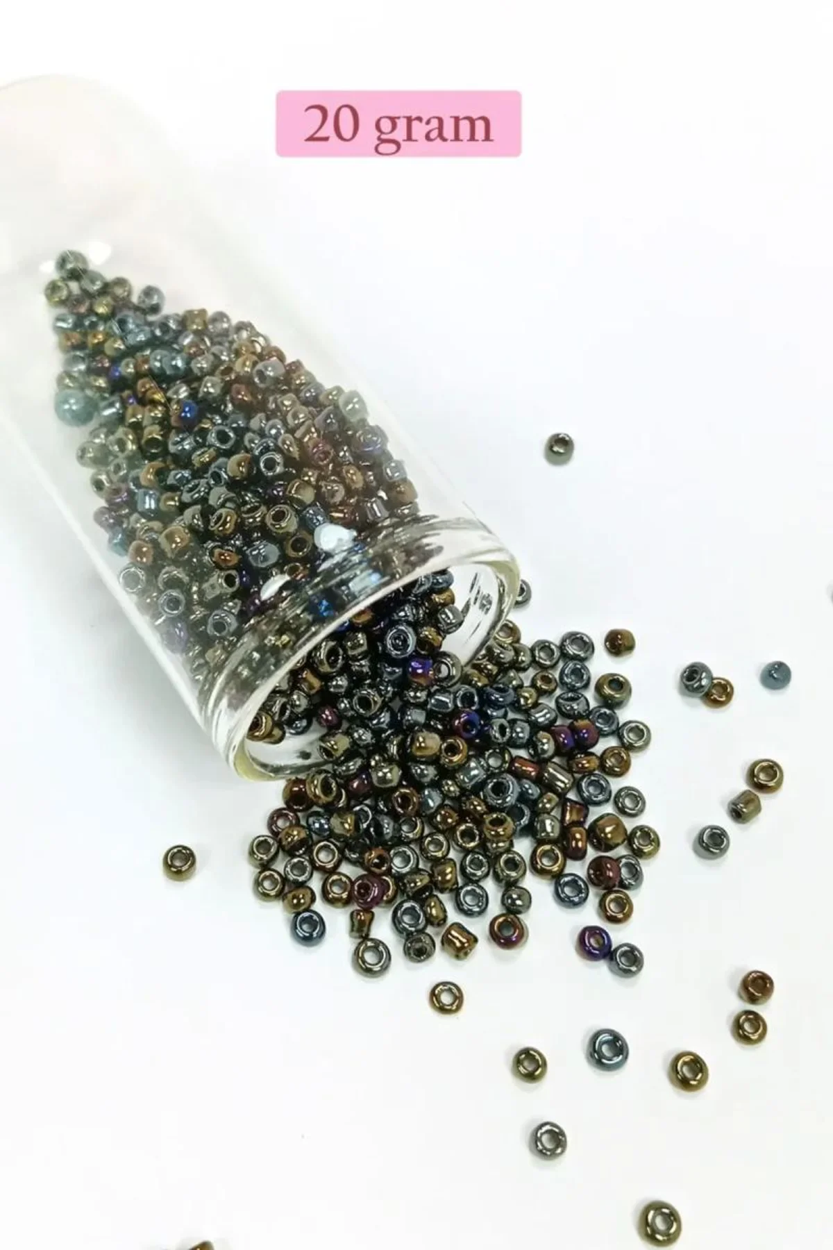 Dökme Cam Kum Boncuk (8/0) 3 mm - 20 Gram - Alacalı Renk - BNC151 - Just Cheap Store Görsel 3