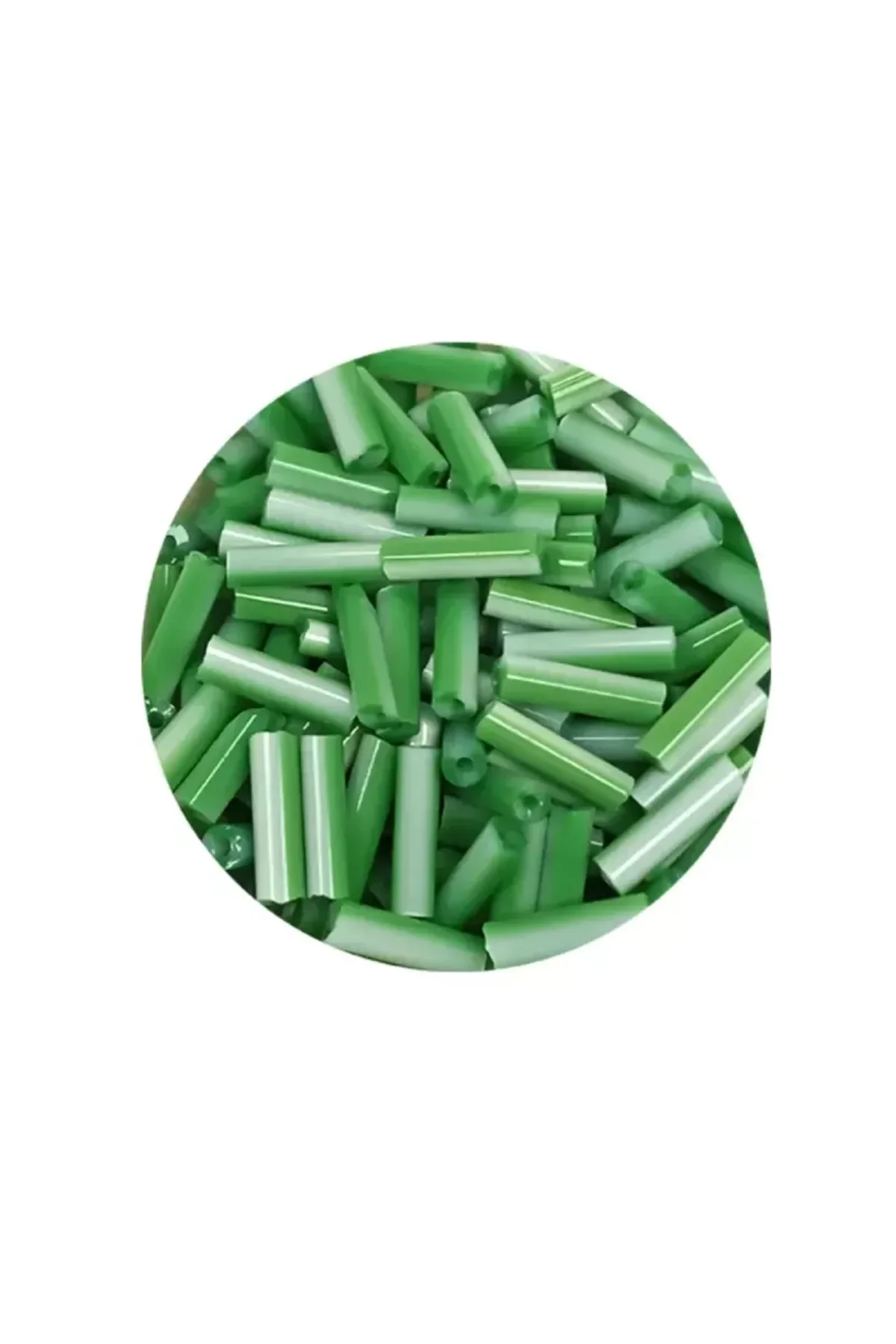 Uzun Boru Kesme Boncuk Çap 2mm Uzunluk 10 mm - 20 Gram - Yeşil Beyaz - BNC247 - Just Cheap Store Görsel 2