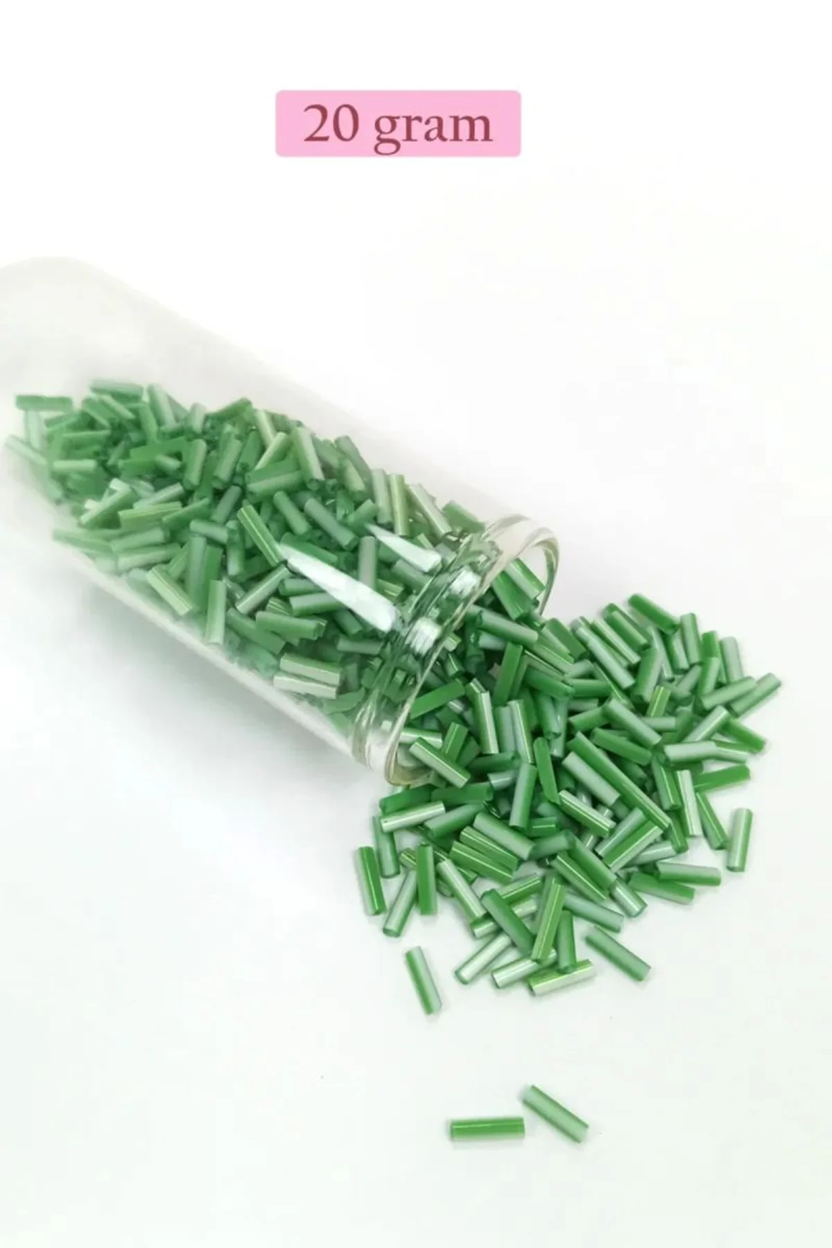 Uzun Boru Kesme Boncuk Çap 2mm Uzunluk 10 mm - 20 Gram - Yeşil Beyaz - BNC247 - Just Cheap Store Görsel 3