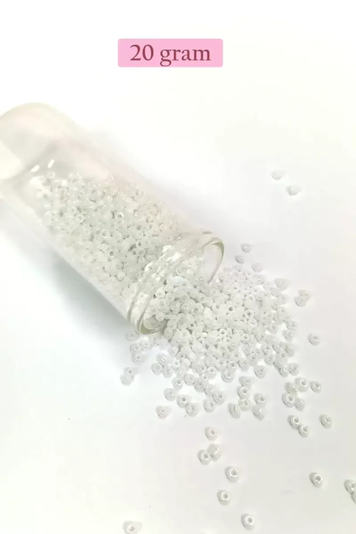 Dökme Cam Kum Boncuk (8/0) 3 mm - 20 Gram - Parlak Beyaz - BNC153