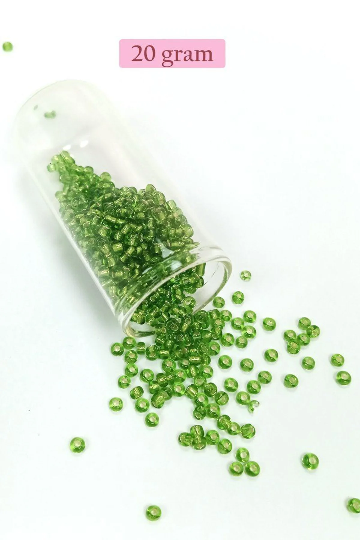 Dökme Cam Kum Boncuk (8/0) 3 mm - 20 Gram - Şeffaf Çimen Yeşili - BNC154 - Just Cheap Store Görsel 5