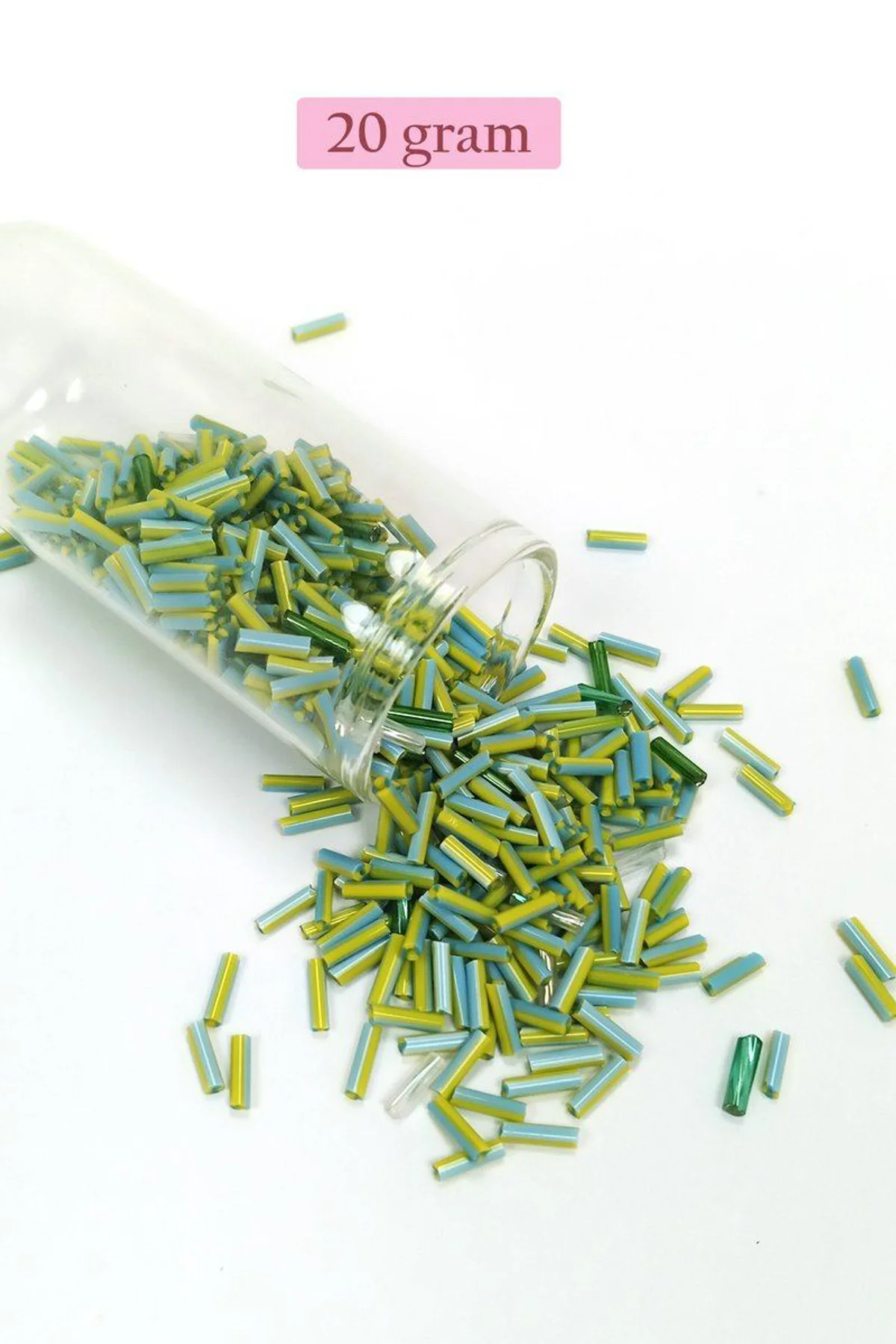 Uzun Boru Kesme Boncuk Çap 2mm Uzunluk 10 mm - 20 Gram - Yeşil Mavi - BNC250 - Just Cheap Store Görsel 5