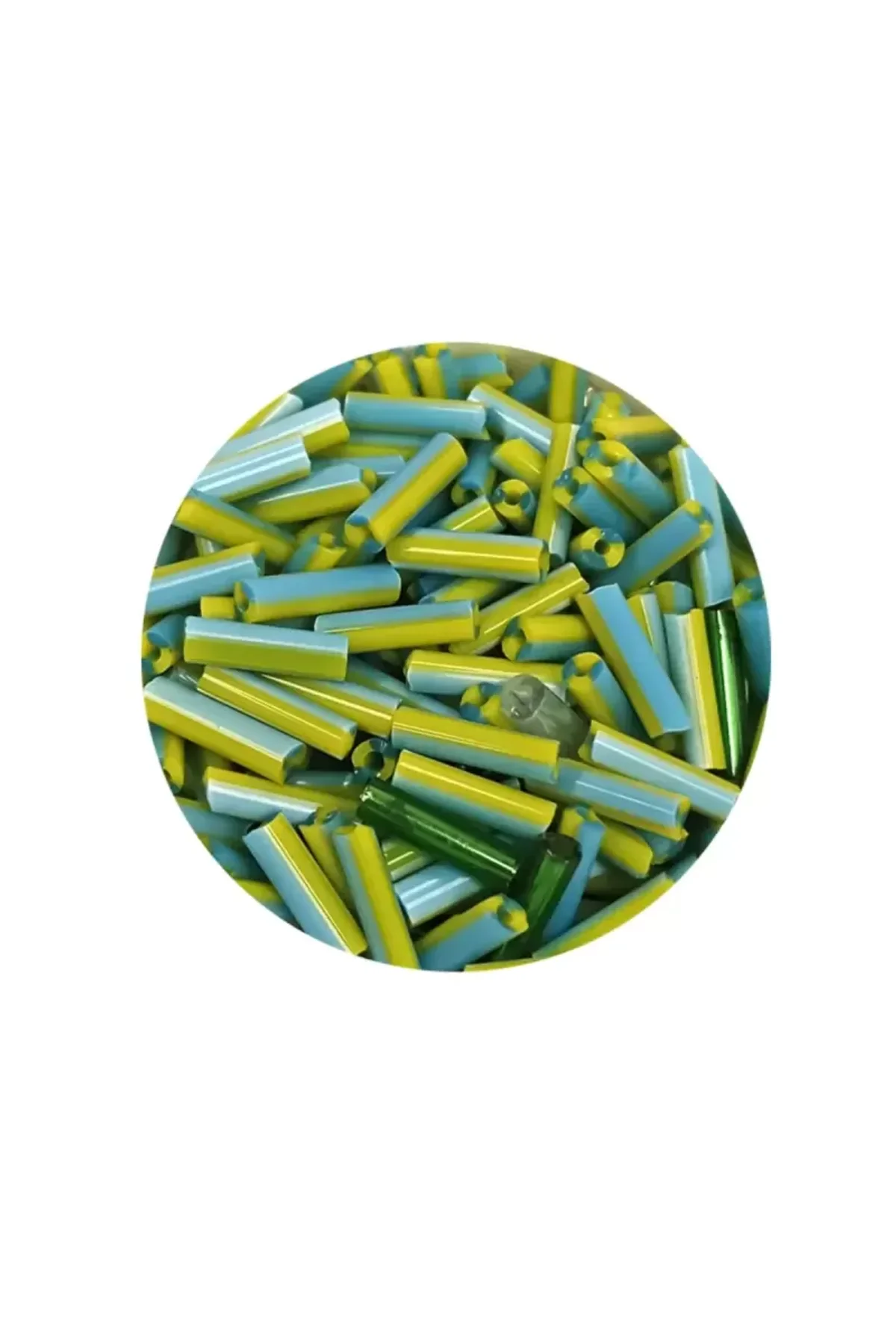 Uzun Boru Kesme Boncuk Çap 2mm Uzunluk 10 mm - 20 Gram - Yeşil Mavi - BNC250 - Just Cheap Store Görsel 2