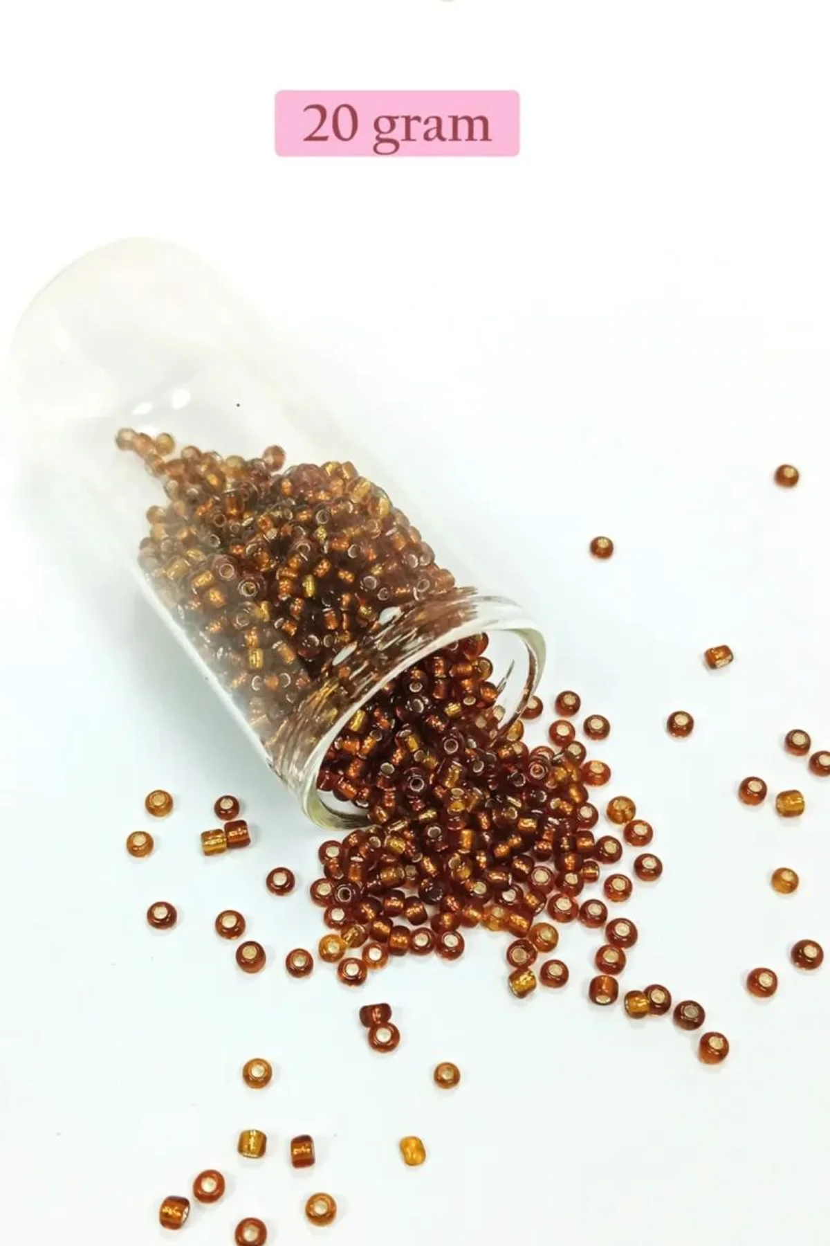 Dökme Cam Kum Boncuk (8/0) 3 mm - 20 Gram - Şeffaf Kahve - BNC157 - Just Cheap Store Görsel 3