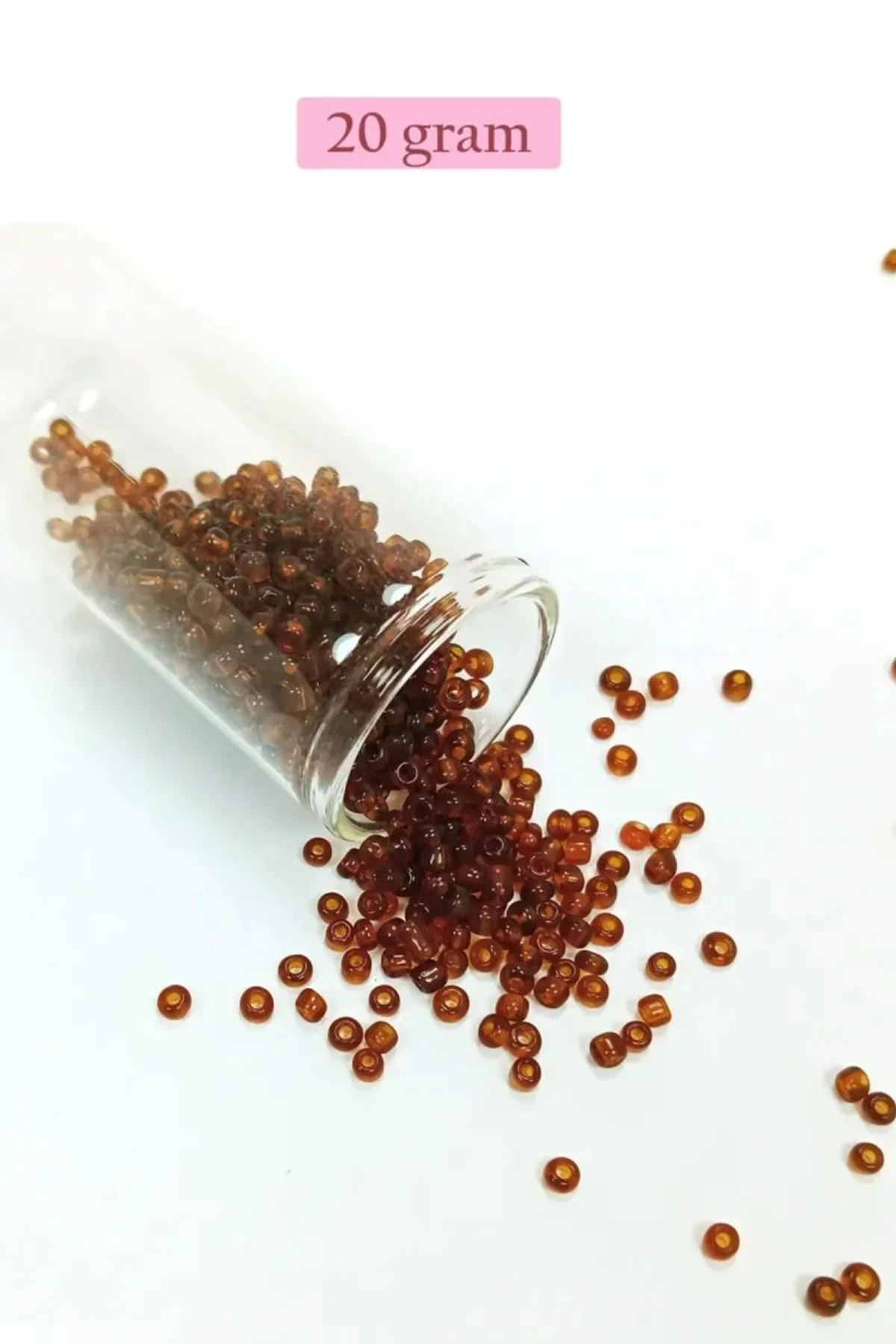 Dökme Cam Kum Boncuk (8/0) 3 mm - 20 Gram - Şeffaf Koyu Kahve - BNC159 - Just Cheap Store Görsel 3