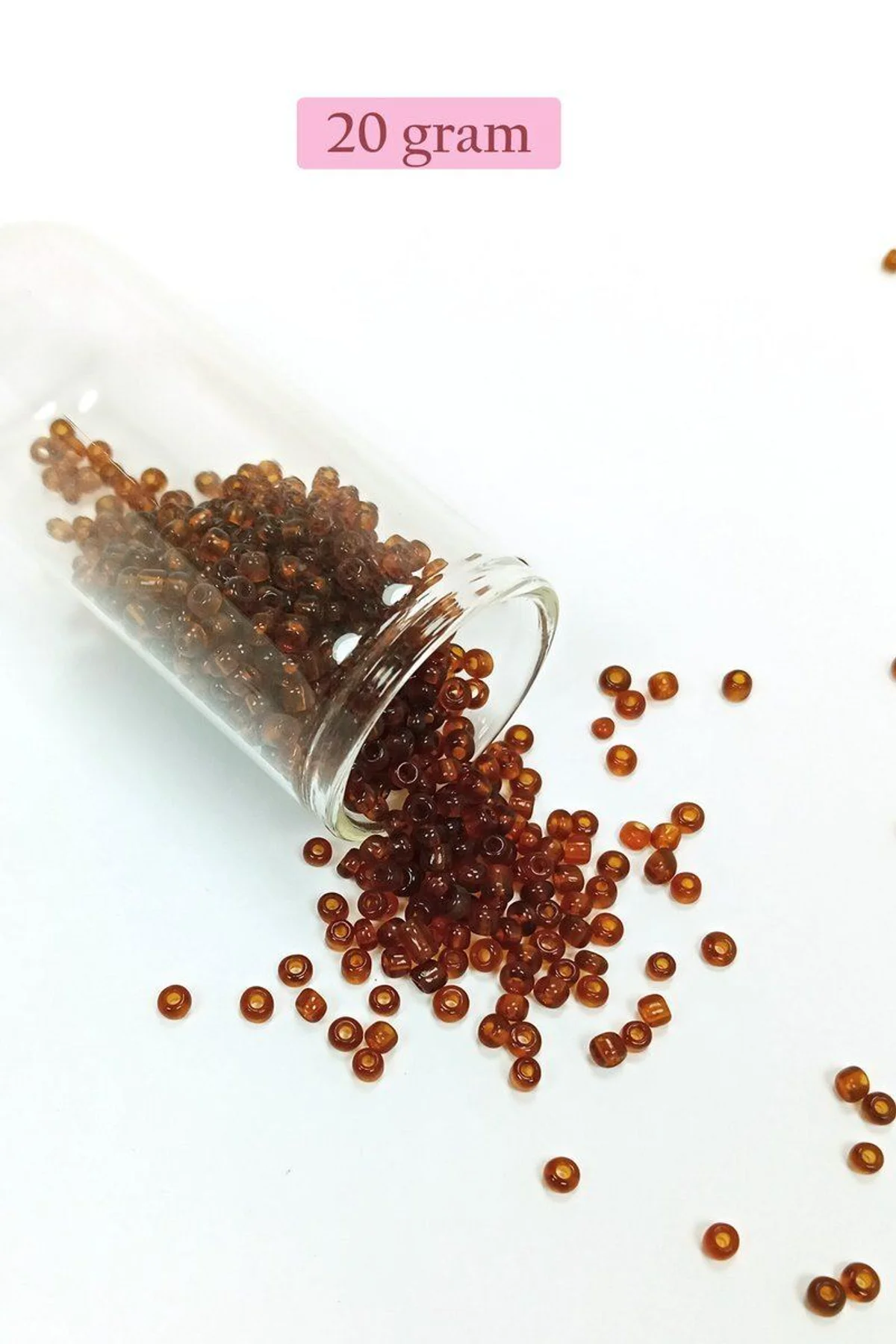 Dökme Cam Kum Boncuk (8/0) 3 mm - 20 Gram - Şeffaf Koyu Kahve - BNC159 - Just Cheap Store Görsel 5