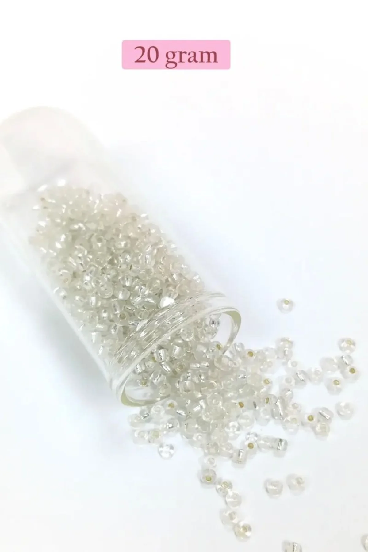 Dökme Cam Kum Boncuk (8/0) 3 mm - 20 Gram - Şeffaf Gümüş - BNC160 - Just Cheap Store Görsel 3