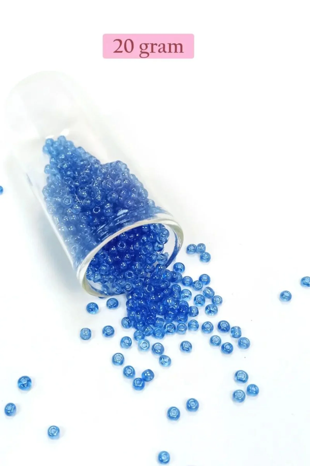Dökme Cam Kum Boncuk (8/0) 3 mm - 20 Gram - Şeffaf Açık Mavi - BNC163 - Just Cheap Store Görsel 3