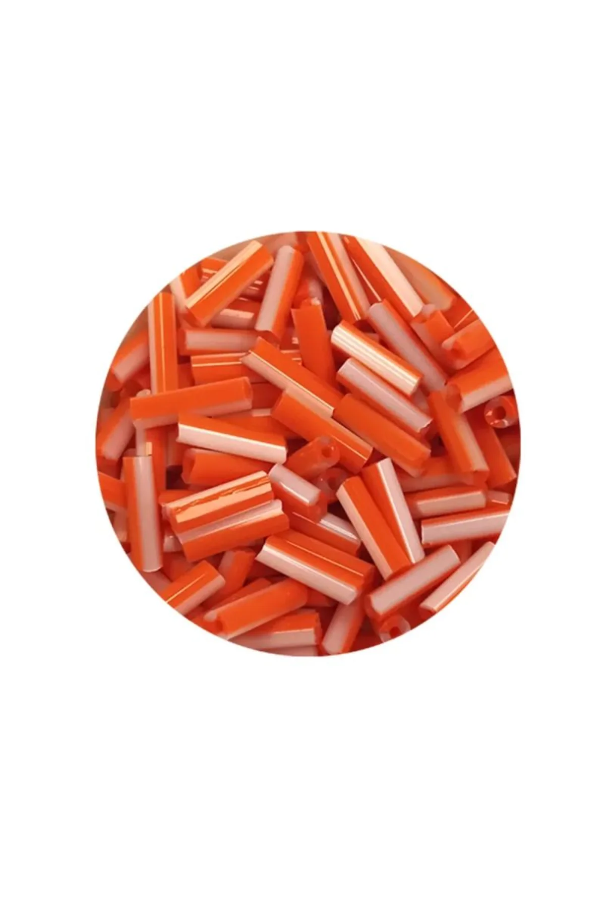Uzun Boru Kesme Boncuk Çap 2mm Uzunluk 10 mm - 20 Gram - Turuncu Beyaz - BNC255 - Just Cheap Store Görsel 4