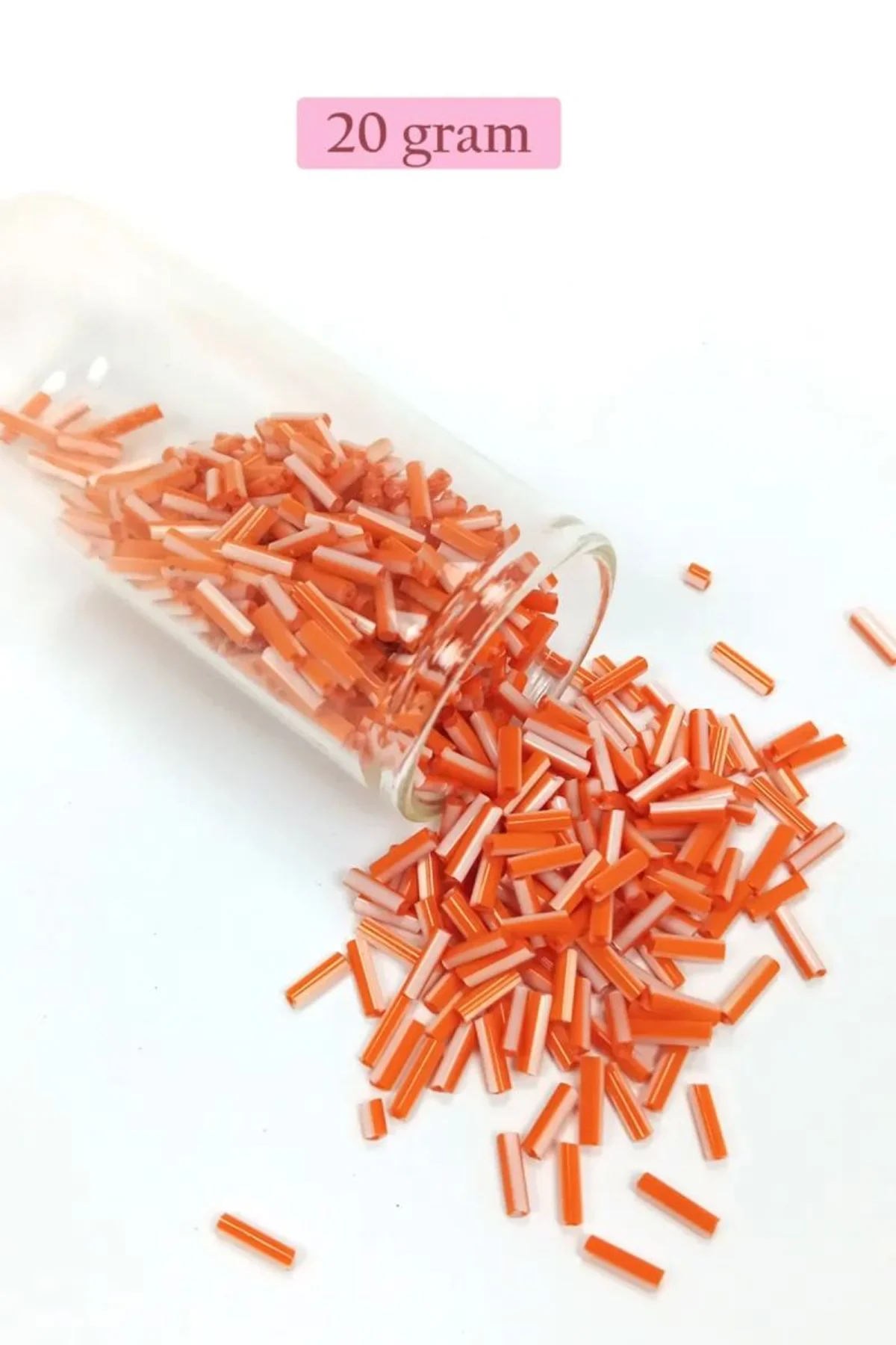 Uzun Boru Kesme Boncuk Çap 2mm Uzunluk 10 mm - 20 Gram - Turuncu Beyaz - BNC255 - Just Cheap Store Görsel 3