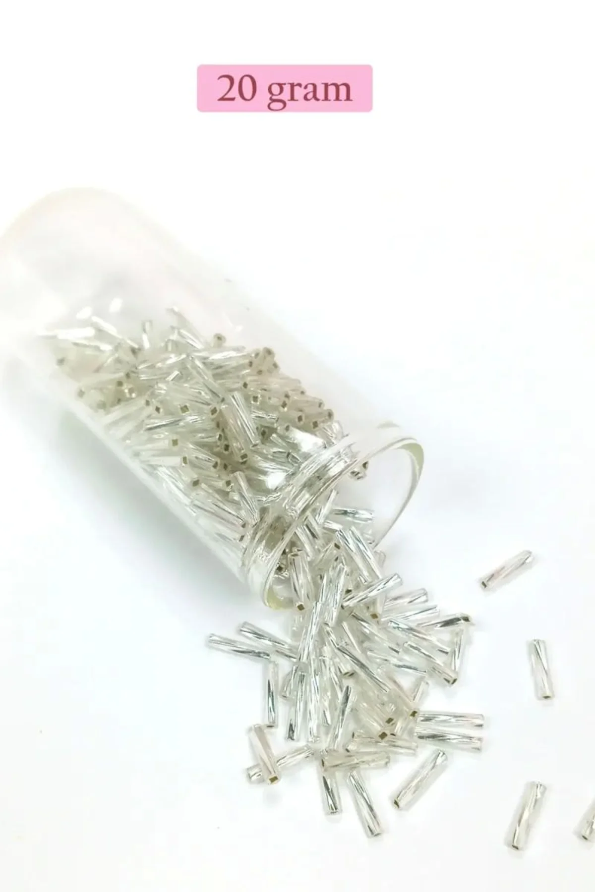Uzun Boru Kesme Boncuk Çap 2mm Uzunluk 10 mm - 20 Gram - Parlak Gümüş - BNC257 - Just Cheap Store Görsel 3