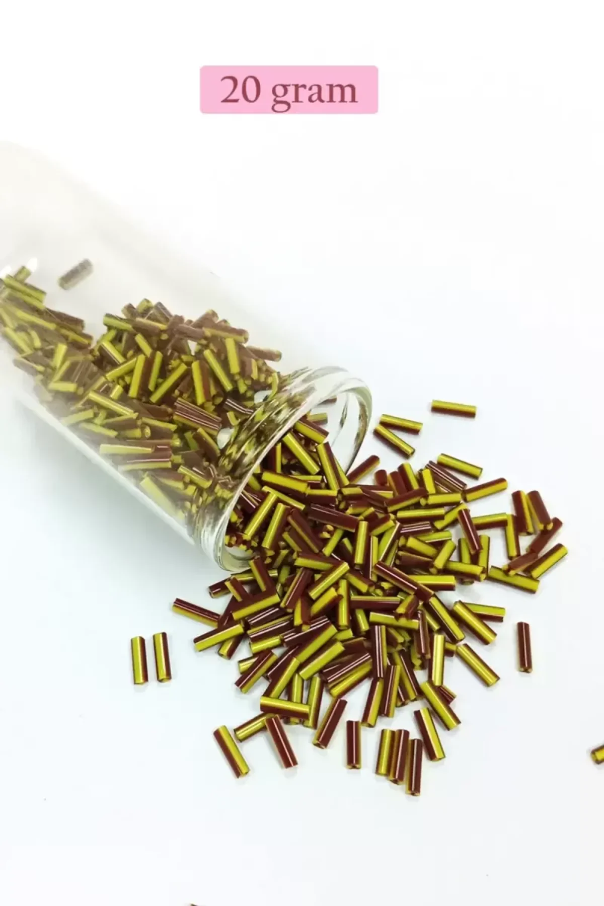 Uzun Boru Kesme Boncuk Çap 2mm Uzunluk 10 mm - 20 Gram - Koyu Kırmızı Sarı - BNC258