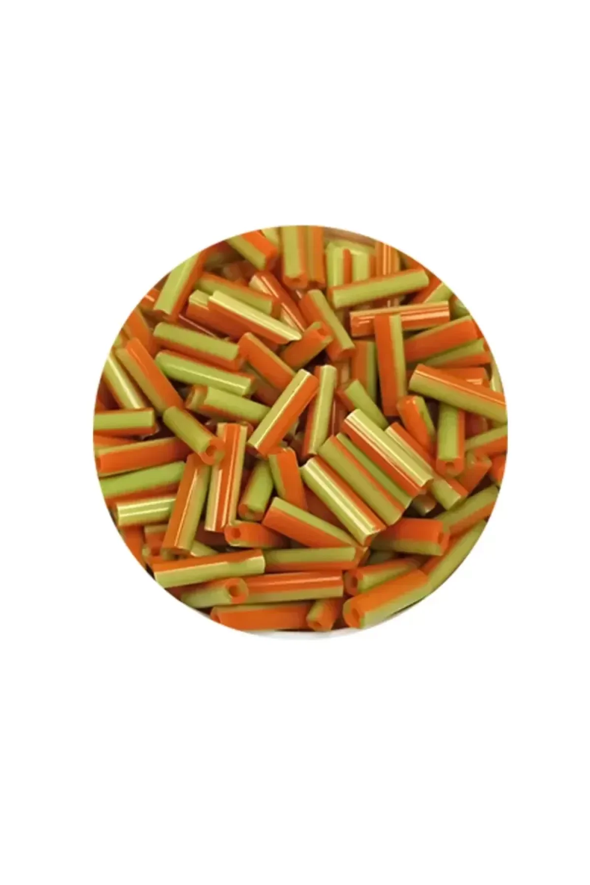 Uzun Boru Kesme Boncuk Çap 2mm Uzunluk 10 mm - 20 Gram - Yeşil Turuncu - BNC261 - Just Cheap Store Görsel 2