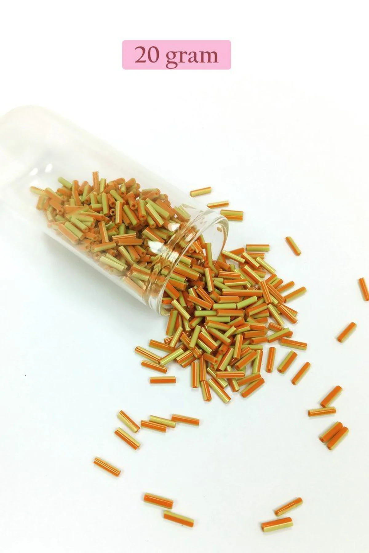 Uzun Boru Kesme Boncuk Çap 2mm Uzunluk 10 mm - 20 Gram - Yeşil Turuncu - BNC261 - Just Cheap Store Görsel 5