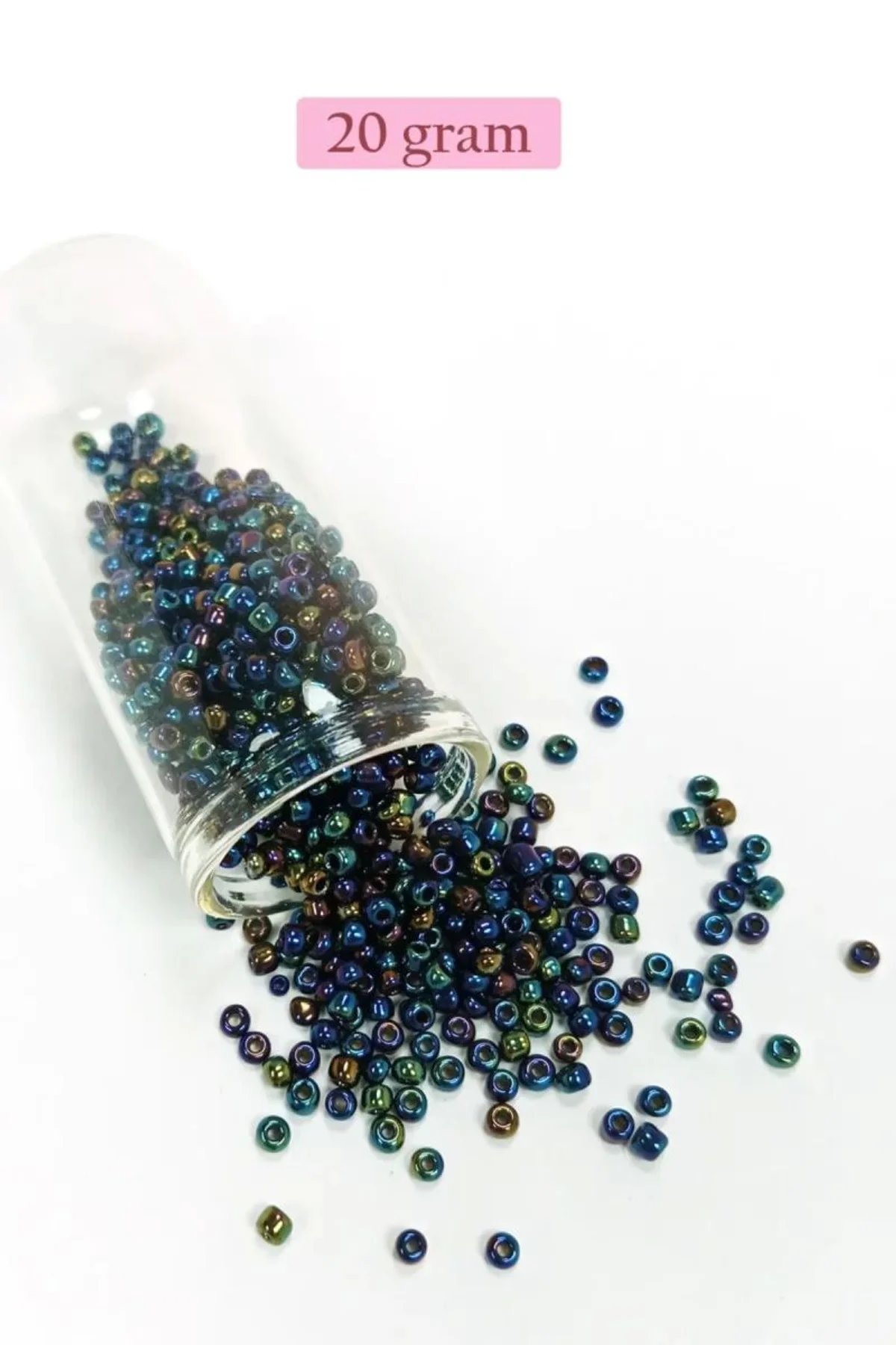 Dökme Cam Kum Boncuk (8/0) 3 mm - 20 Gram - Lacivert Yeşil - BNC169 - Just Cheap Store Görsel 3