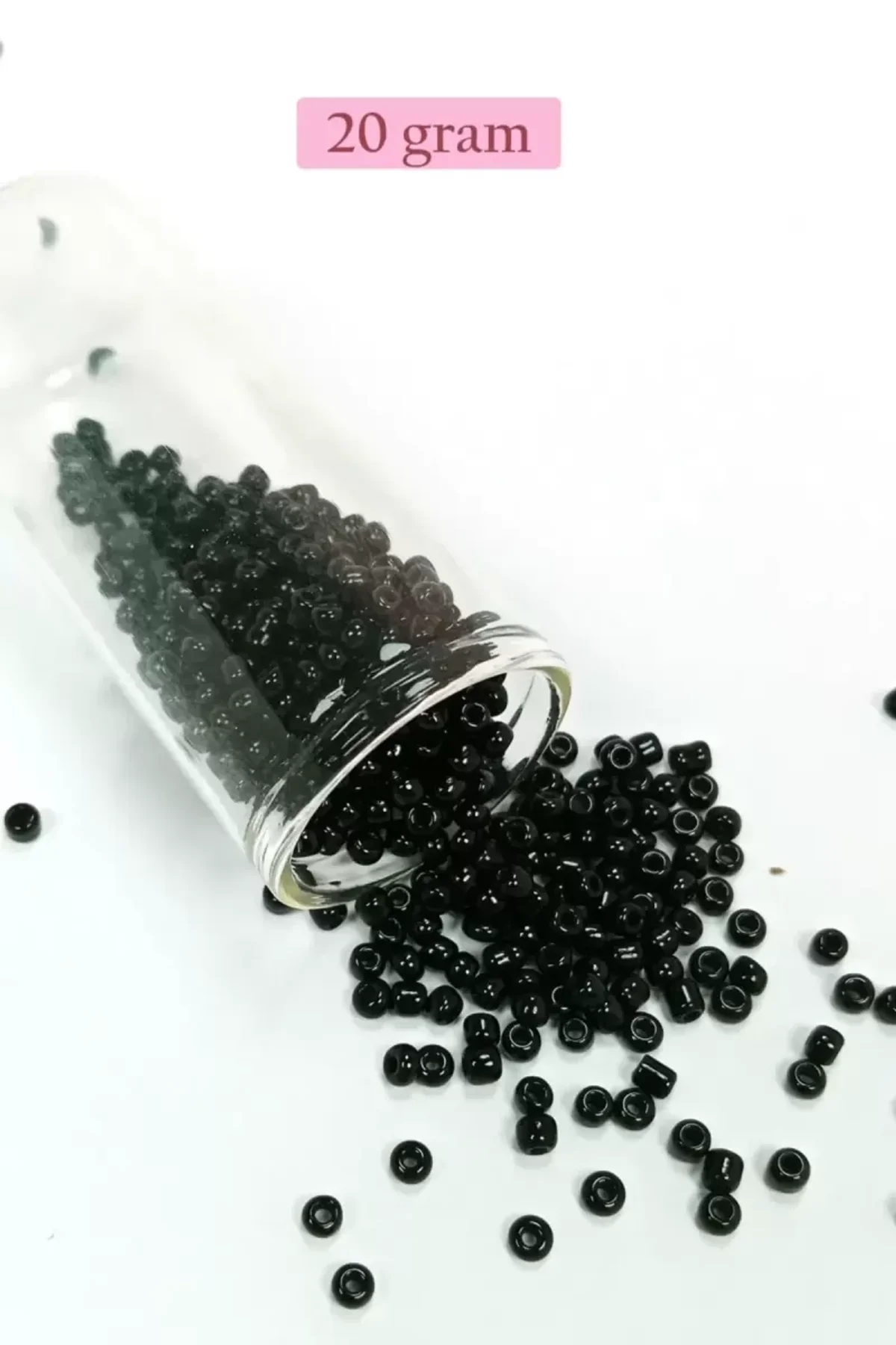 Dökme Cam Kum Boncuk (8/0) 3 mm - 20 Gram - Parlak Siyah - BNC170