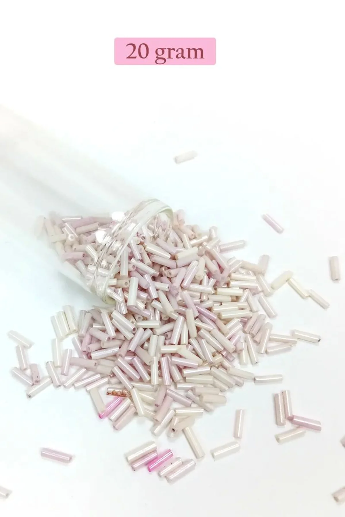Uzun Boru Kesme Boncuk Çap 2mm Uzunluk 10 mm - 20 Gram - Mat Beyaz - BNC263 - Just Cheap Store Görsel 3