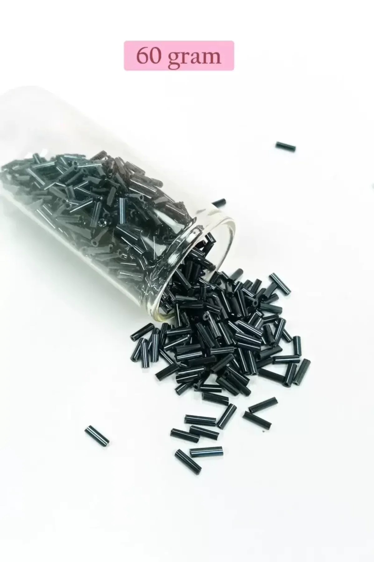 Uzun Boru Kesme Boncuk Çap 2mm Uzunluk 10 mm - 60 Gram - Koyu Yeşil - BNC266
