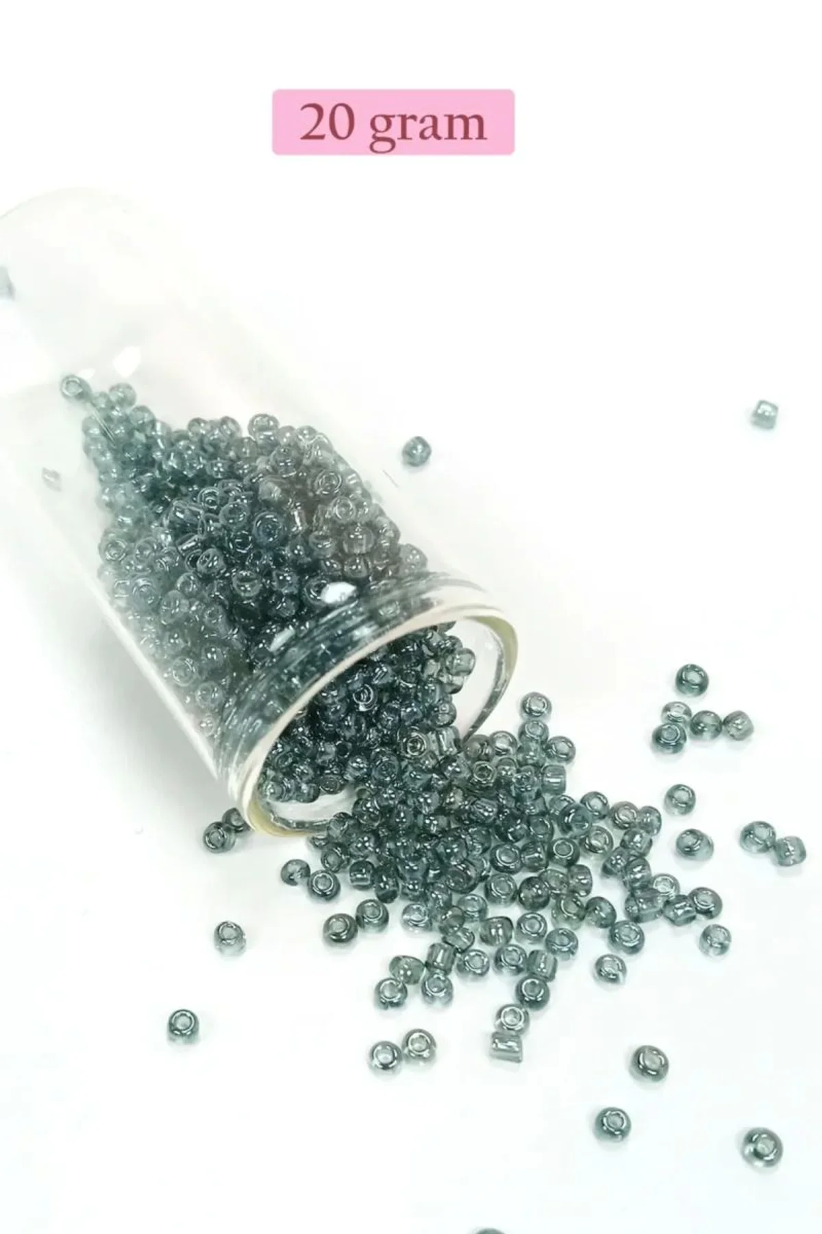 Dökme Cam Kum Boncuk (8/0) 3 mm - 20 Gram - Şeffaf Gri - BNC174 - Just Cheap Store Görsel 3