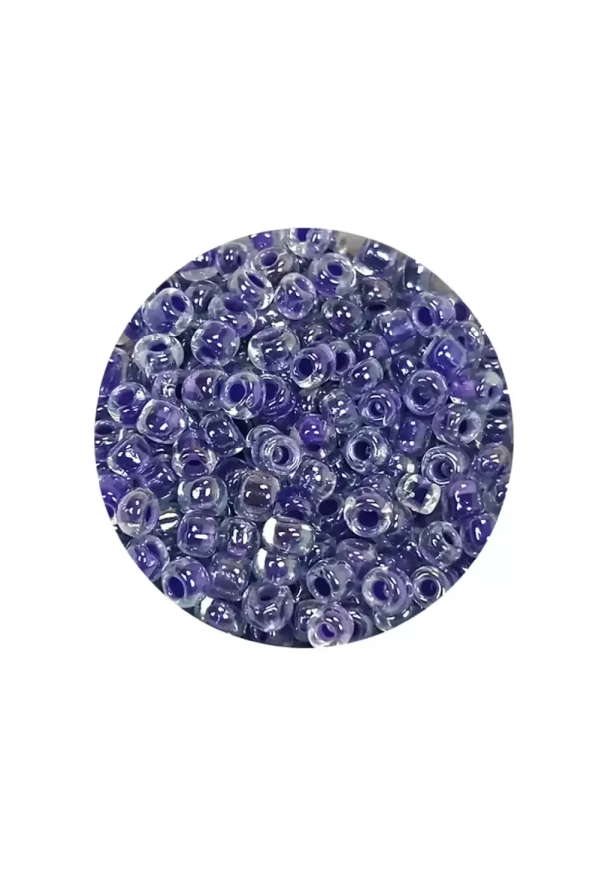 Dökme Cam Kum Boncuk (8/0) 3 mm - 20 Gram - Şeffaf Mor Beyaz - BNC181 - Just Cheap Store Görsel 2