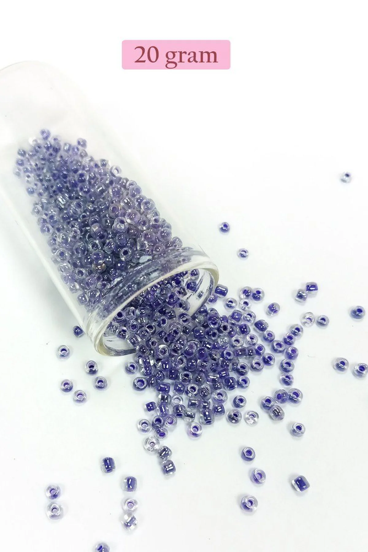 Dökme Cam Kum Boncuk (8/0) 3 mm - 20 Gram - Şeffaf Mor Beyaz - BNC181 - Just Cheap Store Görsel 5