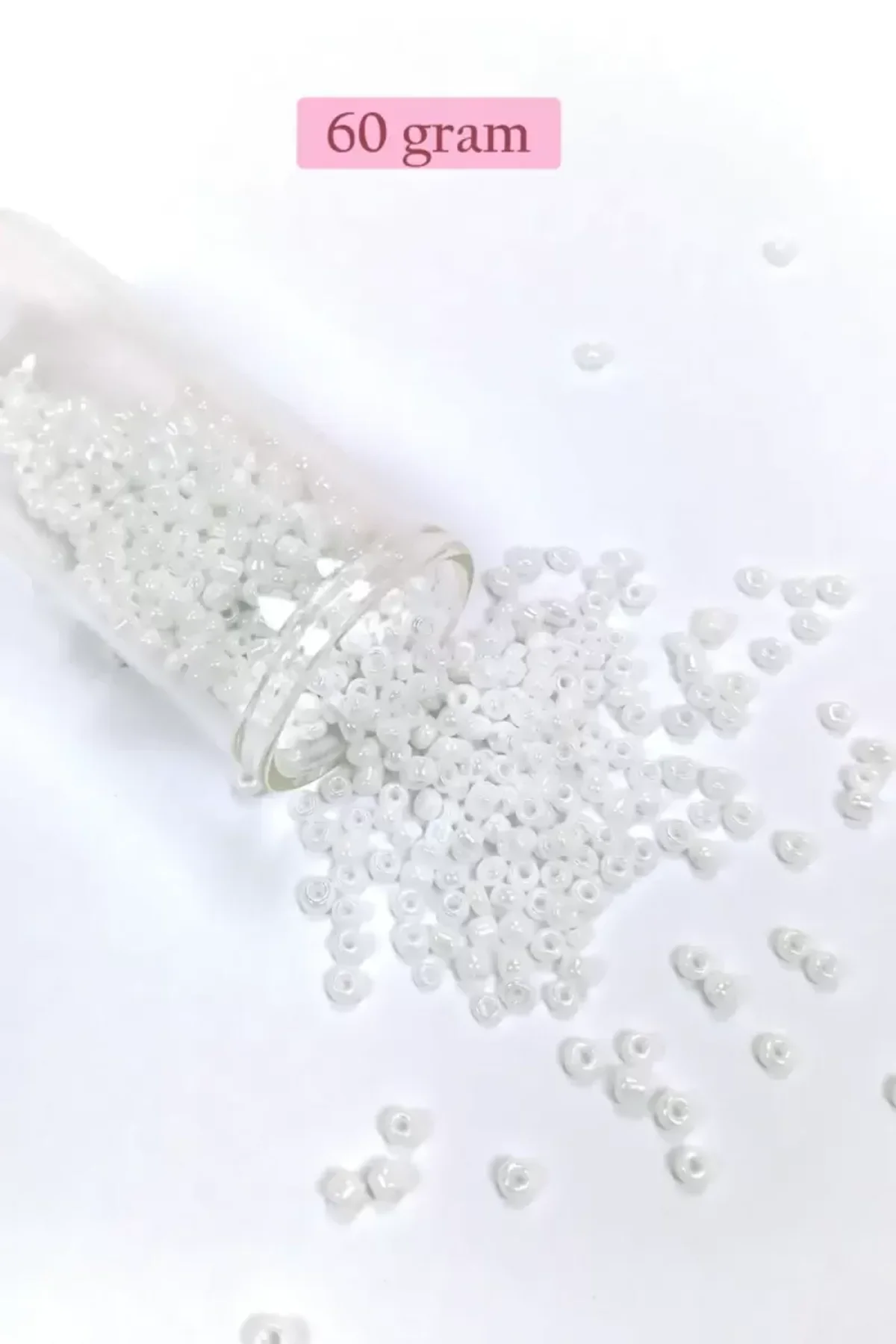 Dökme Cam Kum Boncuk (8/0) 3 mm - 60 Gram - İnci Beyaz - BNC186
