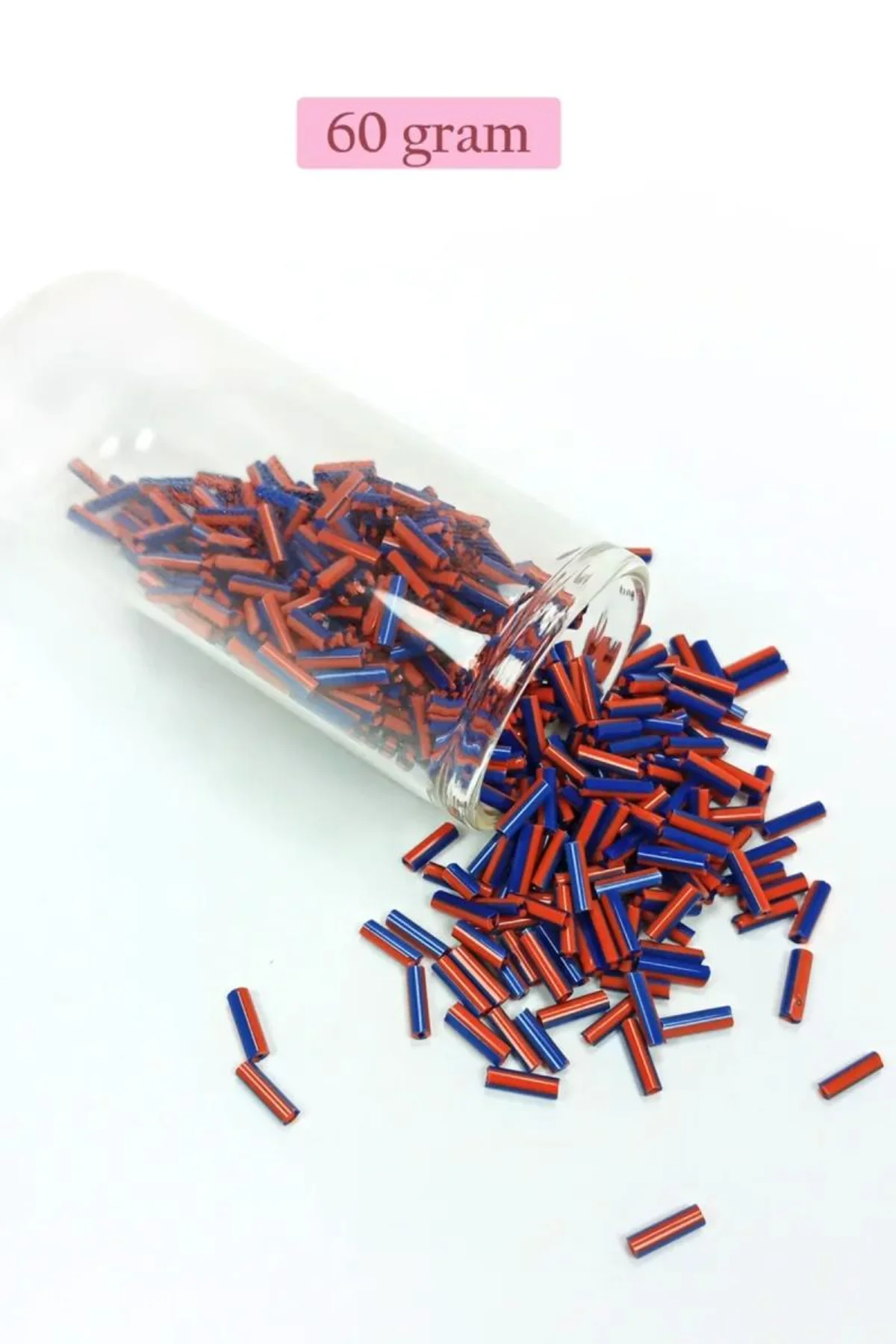 Uzun Boru Kesme Boncuk Çap 2mm Uzunluk 10 mm - 60 Gram - Turuncu Mavi - BNC277 - Just Cheap Store Görsel 3