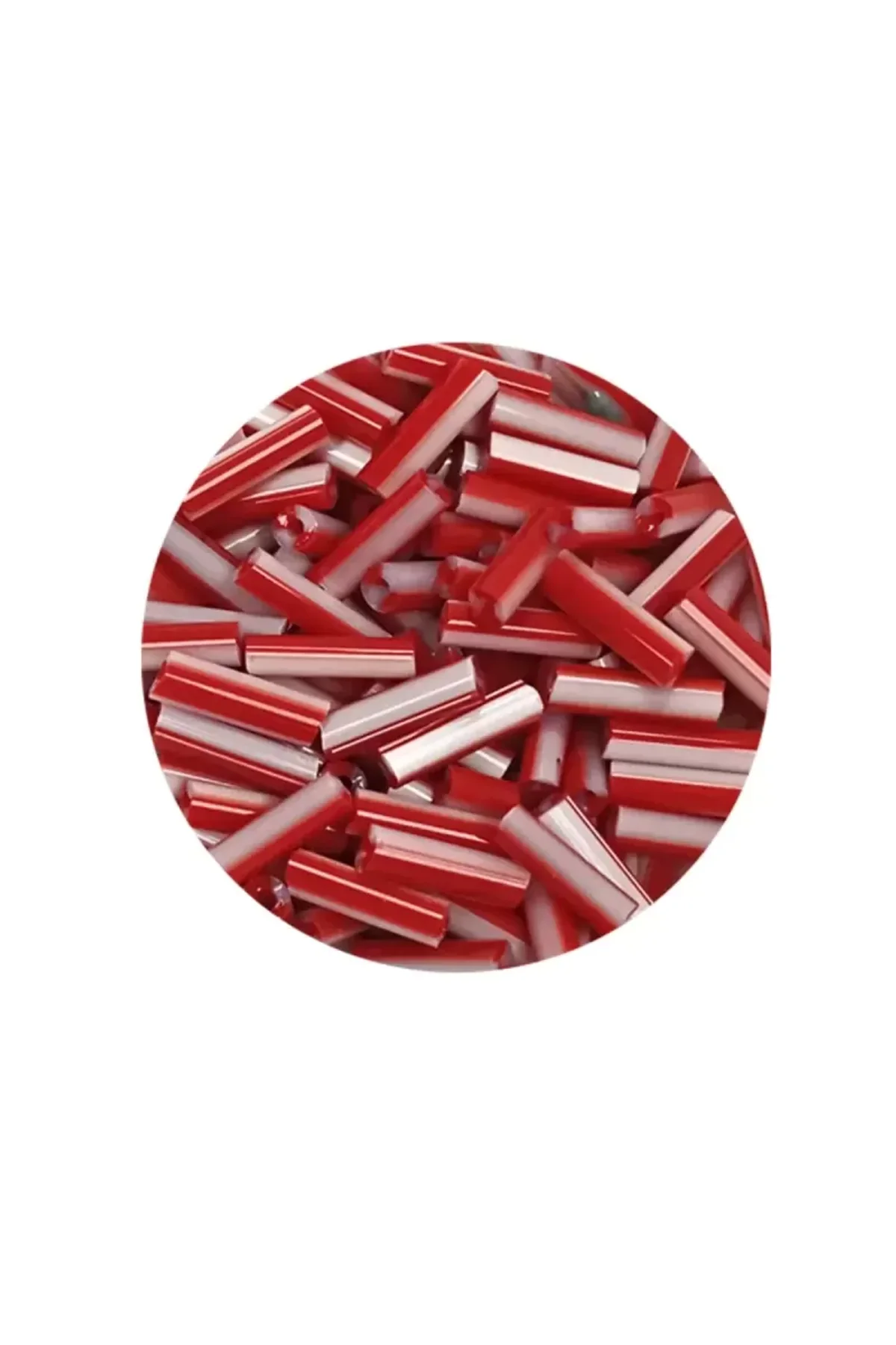 Uzun Boru Kesme Boncuk Çap 2mm Uzunluk 10 mm - 60 Gram - Kırmızı Beyaz - BNC278 - Just Cheap Store Görsel 2