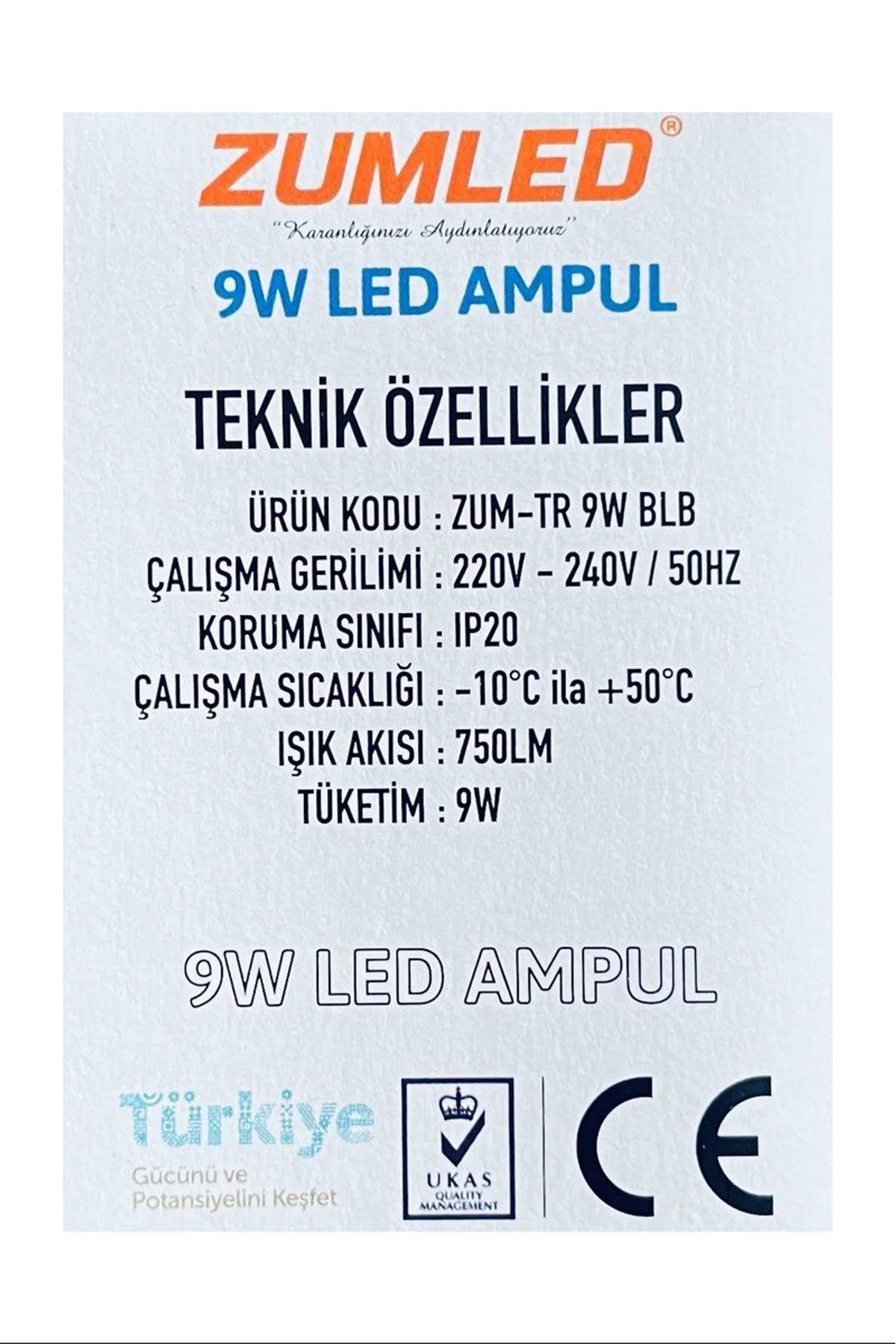 Zumled 9W Beyaz LED Ampul Royaleks-201 - Just Cheap Store Görsel 4
