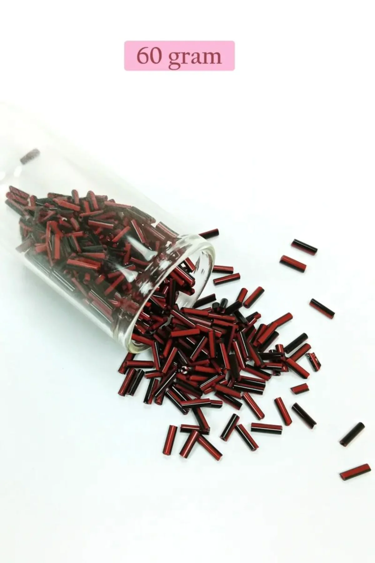 Uzun Boru Kesme Boncuk Çap 2mm Uzunluk 10 mm - 60 Gram - Kırmızı Siyah - BNC291 - Just Cheap Store Görsel 3