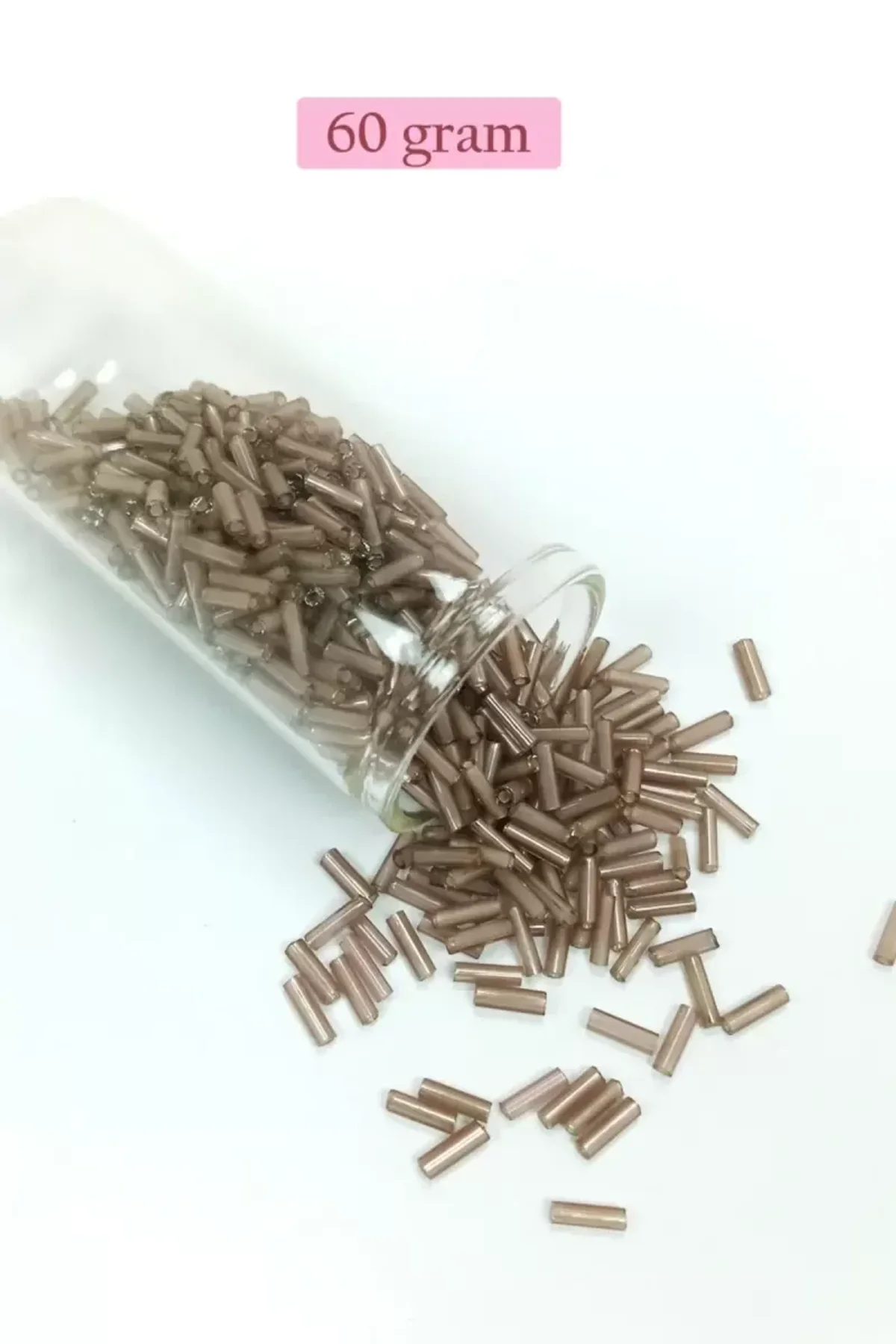 Uzun Boru Kesme Boncuk Çap 2mm Uzunluk 10 mm - 60 Gram - Duman - BNC292