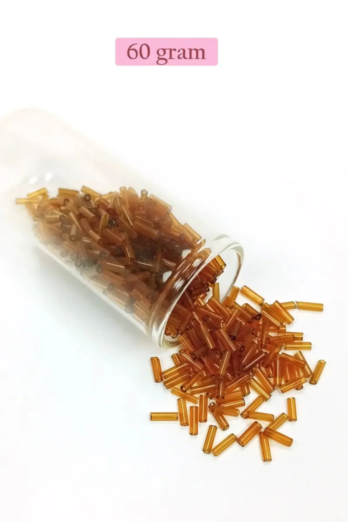 Uzun Boru Kesme Boncuk Çap 2mm Uzunluk 10 mm - 60 Gram - Şeffaf Gold - BNC293 - Just Cheap Store Görsel 3