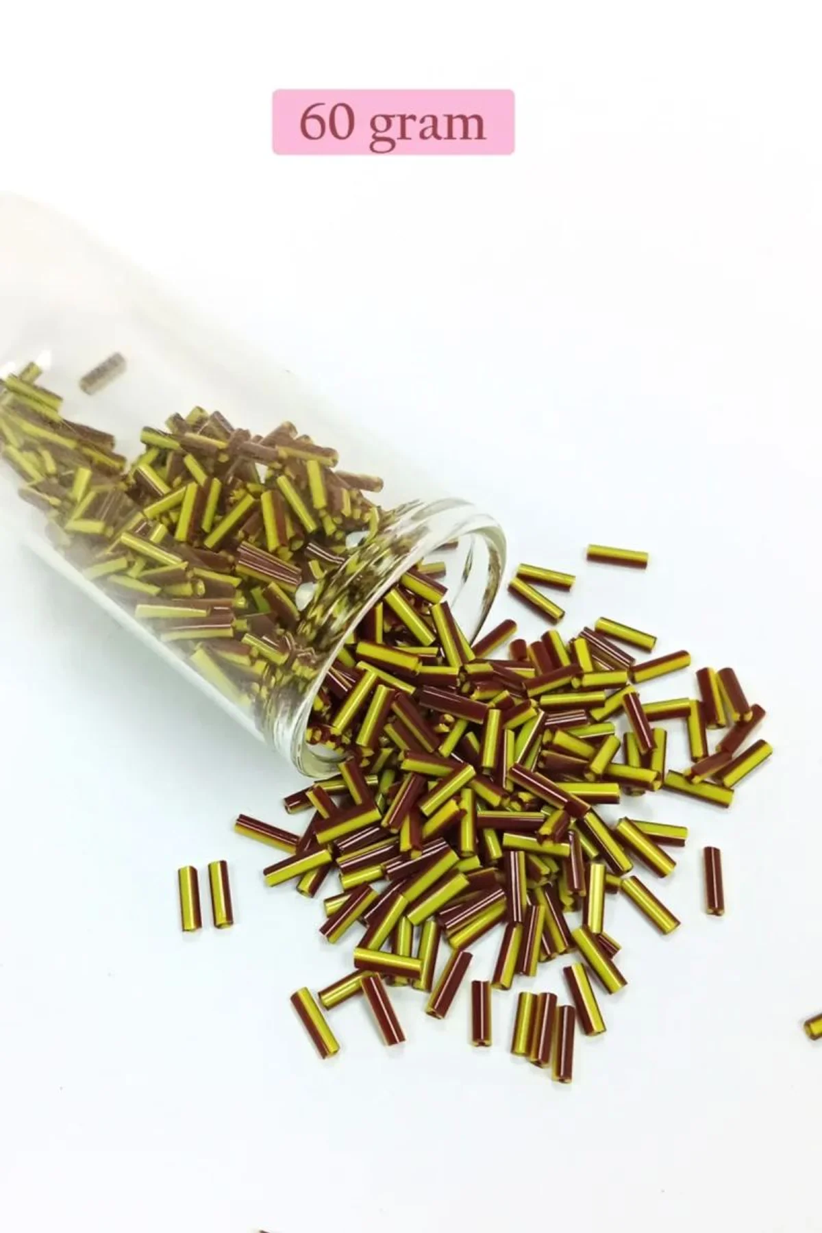 Uzun Boru Kesme Boncuk Çap 2mm Uzunluk 10 mm - 60 Gram - Koyu Kırmızı Sarı - BNC297 - Just Cheap Store Görsel 3