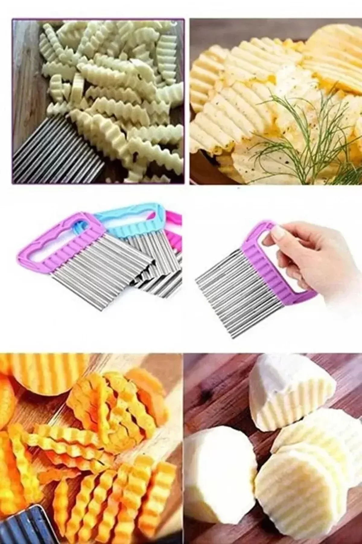 Özel Tutacaklı Şekilli Sebze Ve Meyve Kesme Aleti Cips Doğrayıcı Royaleks-35126 - Just Cheap Store Görsel 3