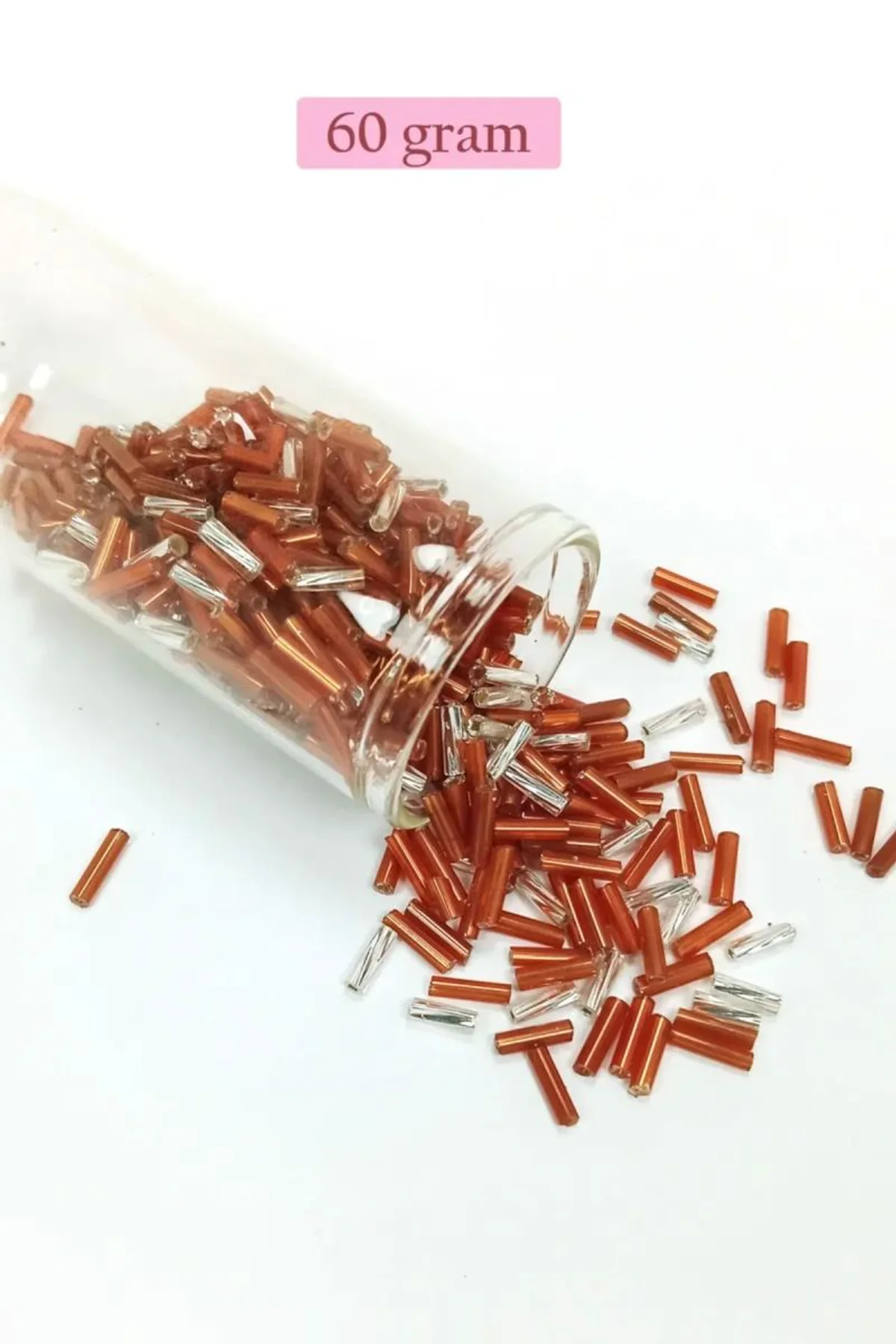 Uzun Boru Kesme Boncuk Çap 2mm Uzunluk 10 mm - 60 Gram - Kahverengi Gümüş - BNC301 - Just Cheap Store Görsel 3