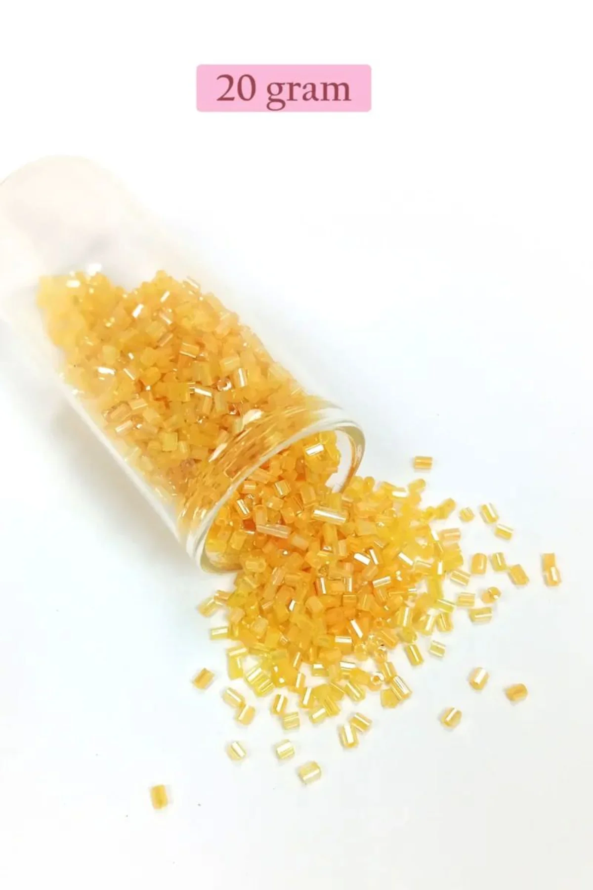 Kesme Cam Boncuk 2mm - 20 Gram - Şeffaf Koyu Sarı -BNC313 - Just Cheap Store Görsel 3