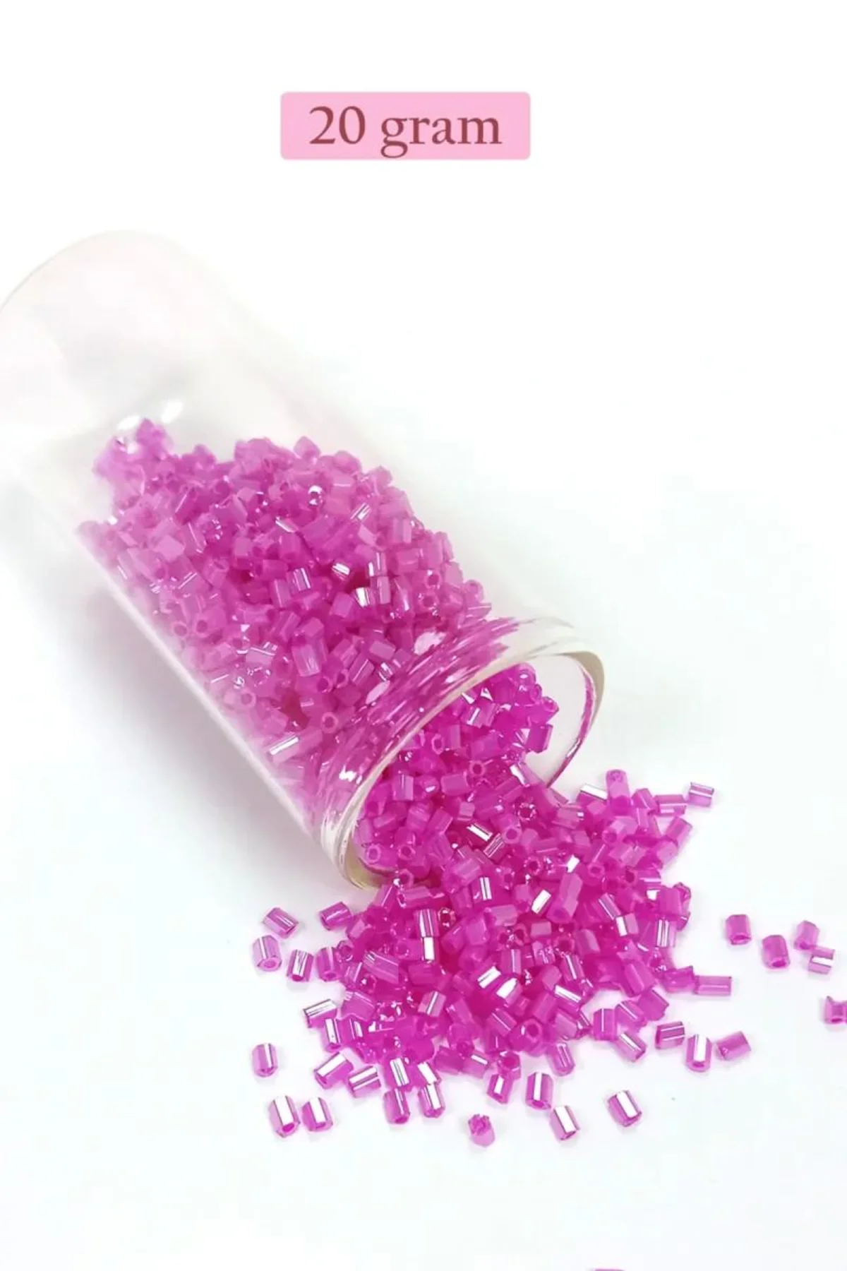 Kesme Cam Boncuk 2mm - 20 Gram - Şeffaf Fuşya -BNC315 - Just Cheap Store Görsel 3